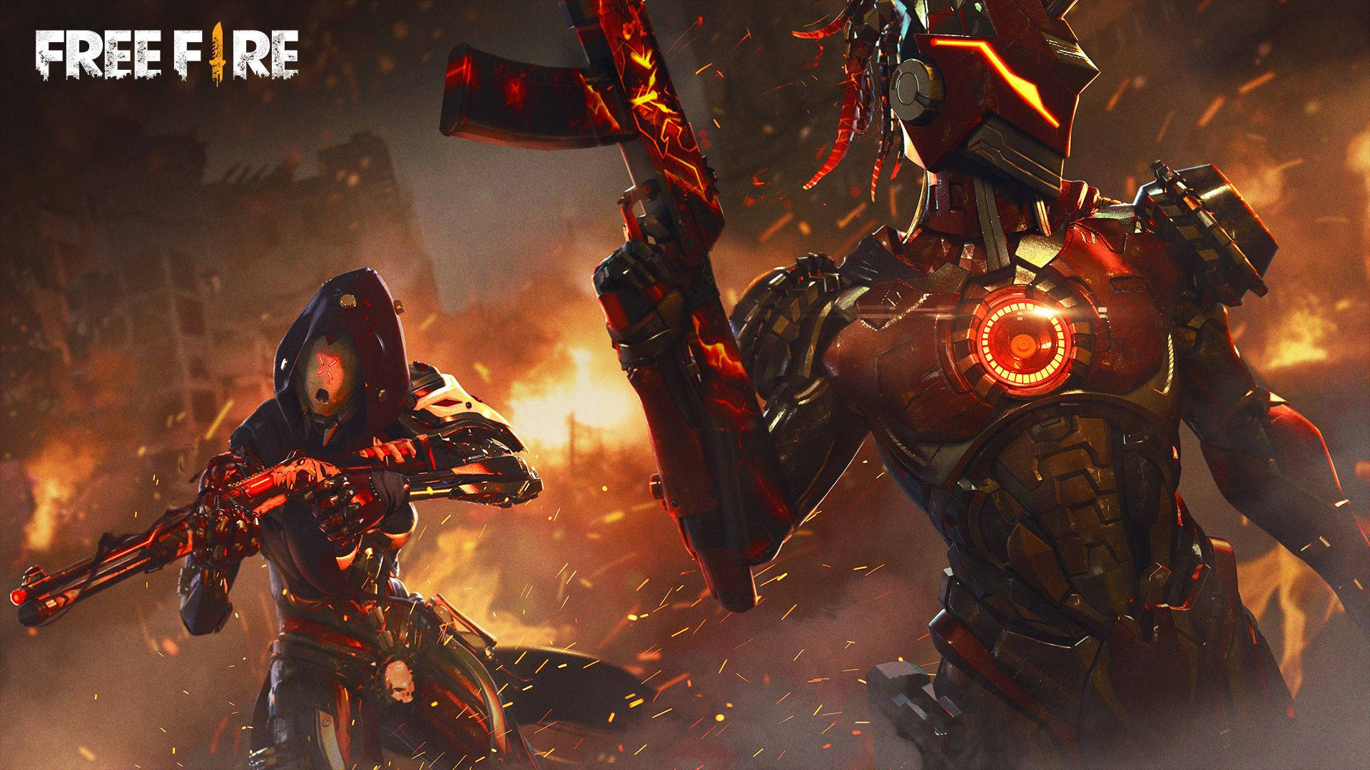 Garena Free Fire Red Robots In Flame Background