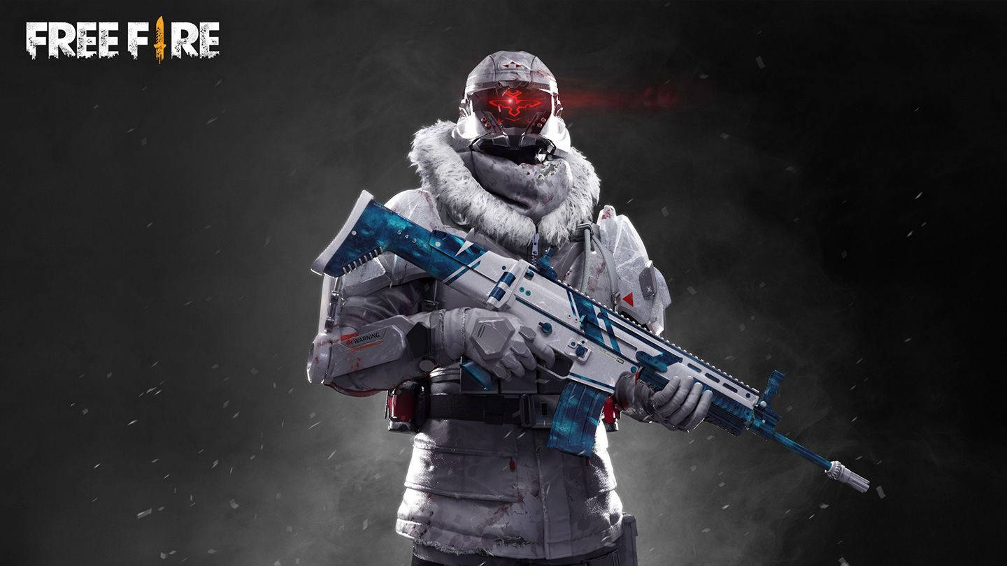 Garena's Free Fire Character Sporting A Winter Outfit Background