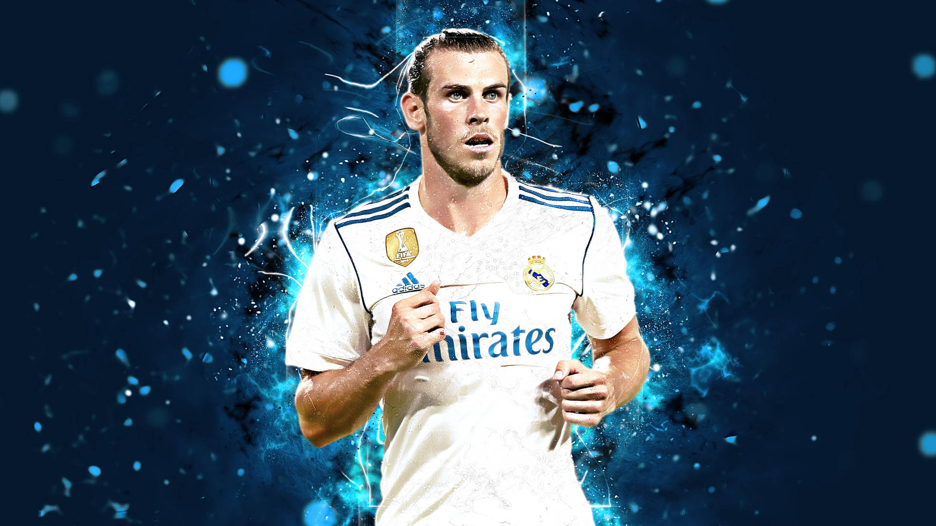 Gareth Bale In Digital Blue Background