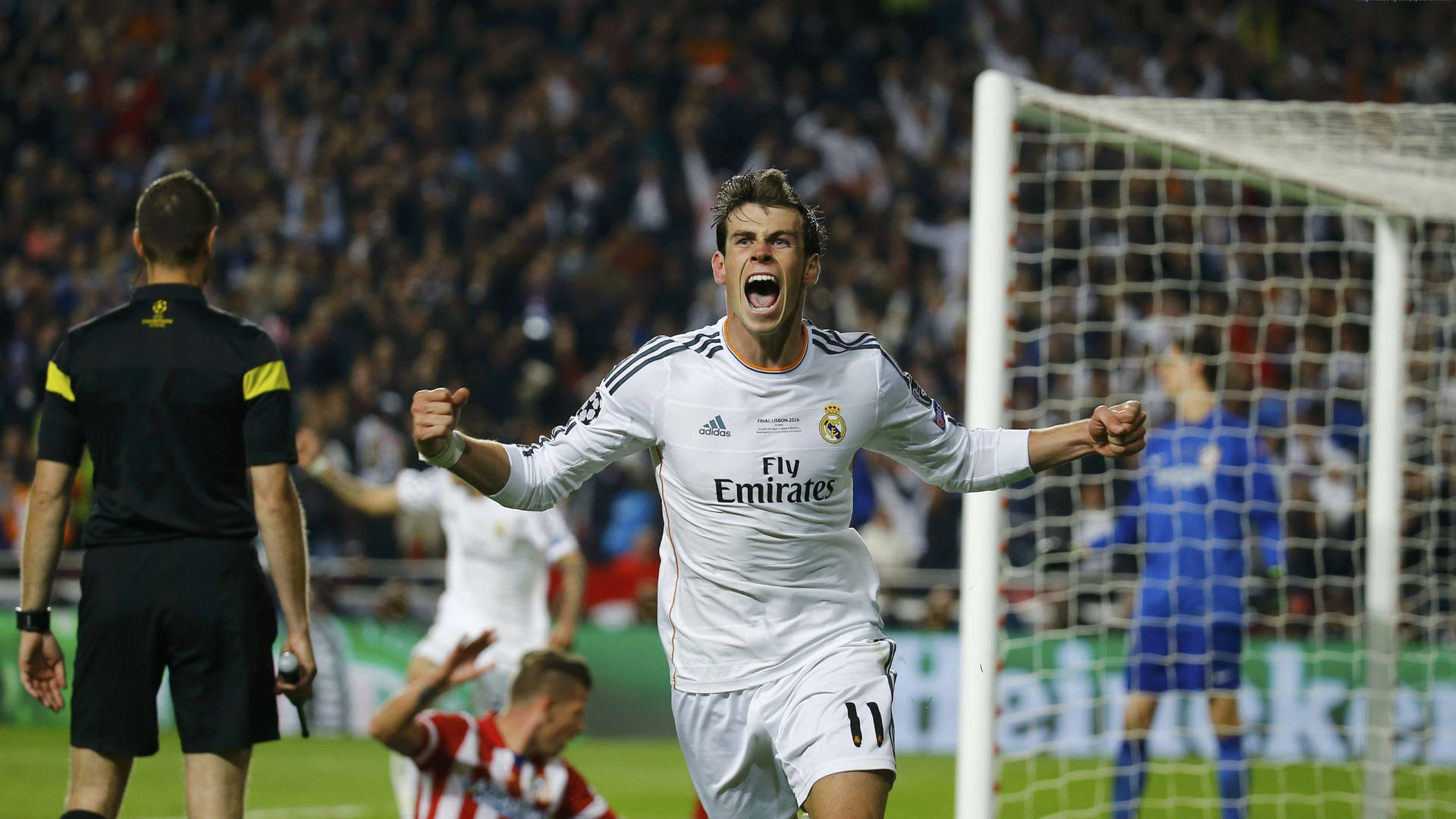 Gareth Bale In Goal Celebration Background