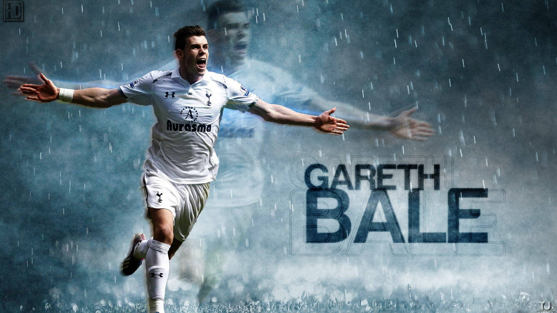 Gareth Bale In Rain Background