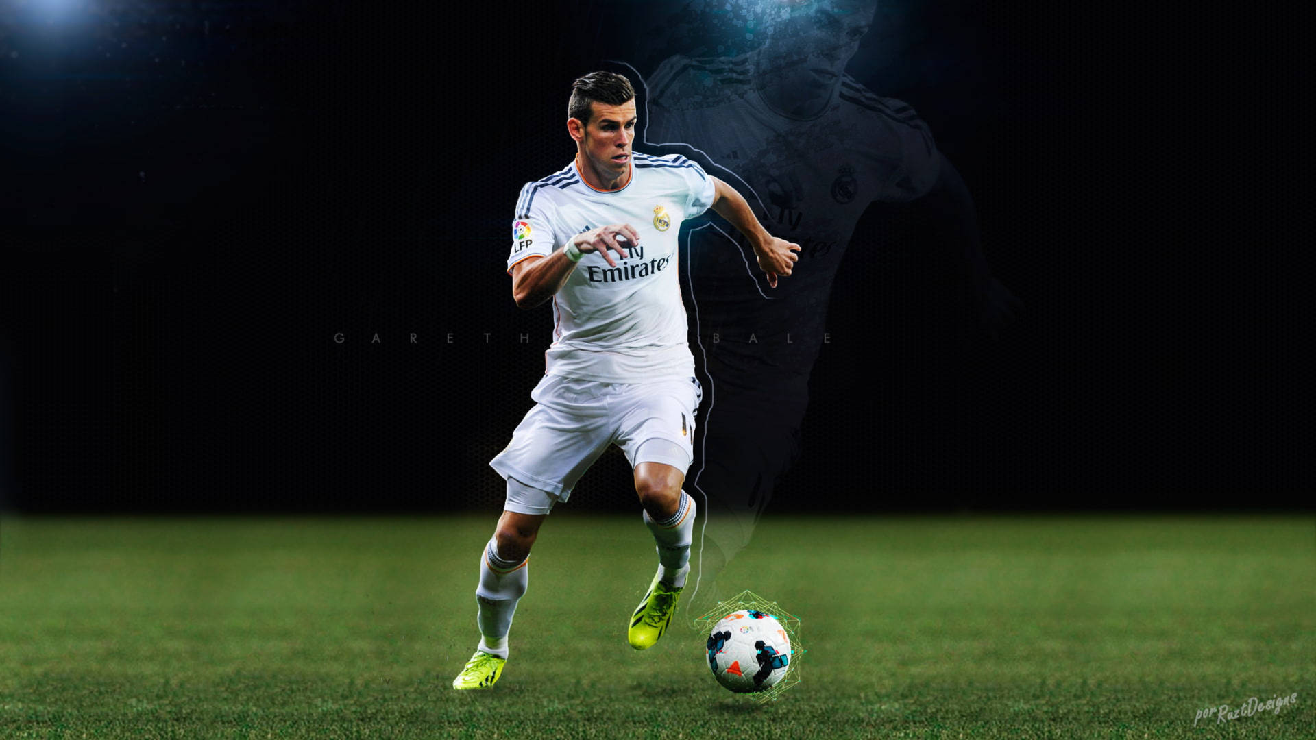 Gareth Bale With Ball In Field Background