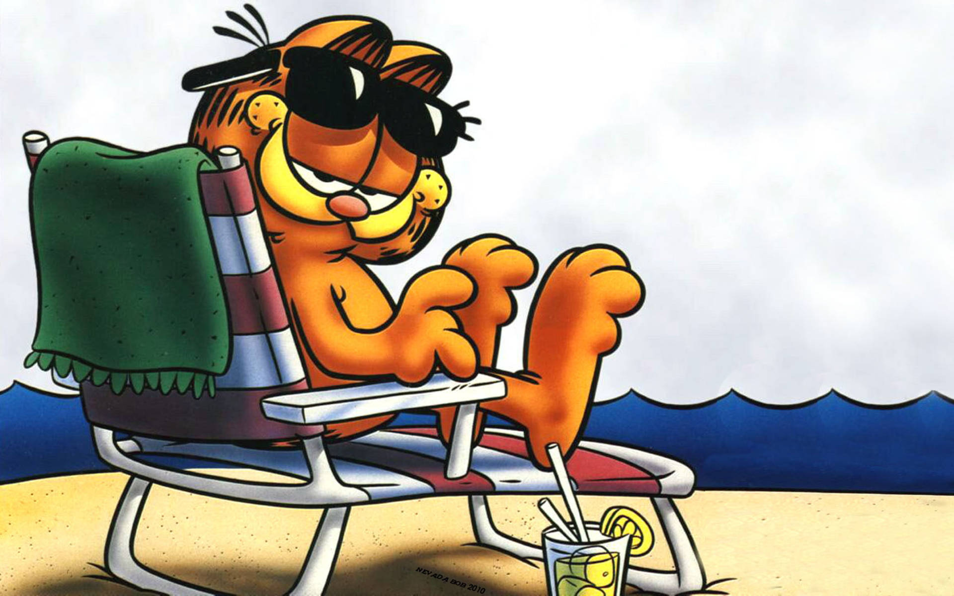 Garfield At The Beach Background