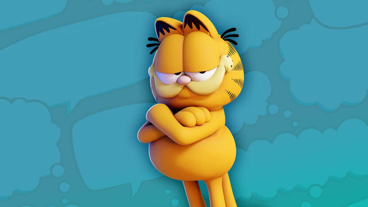 Garfield Cartoon Character With His Arms Crossed Background