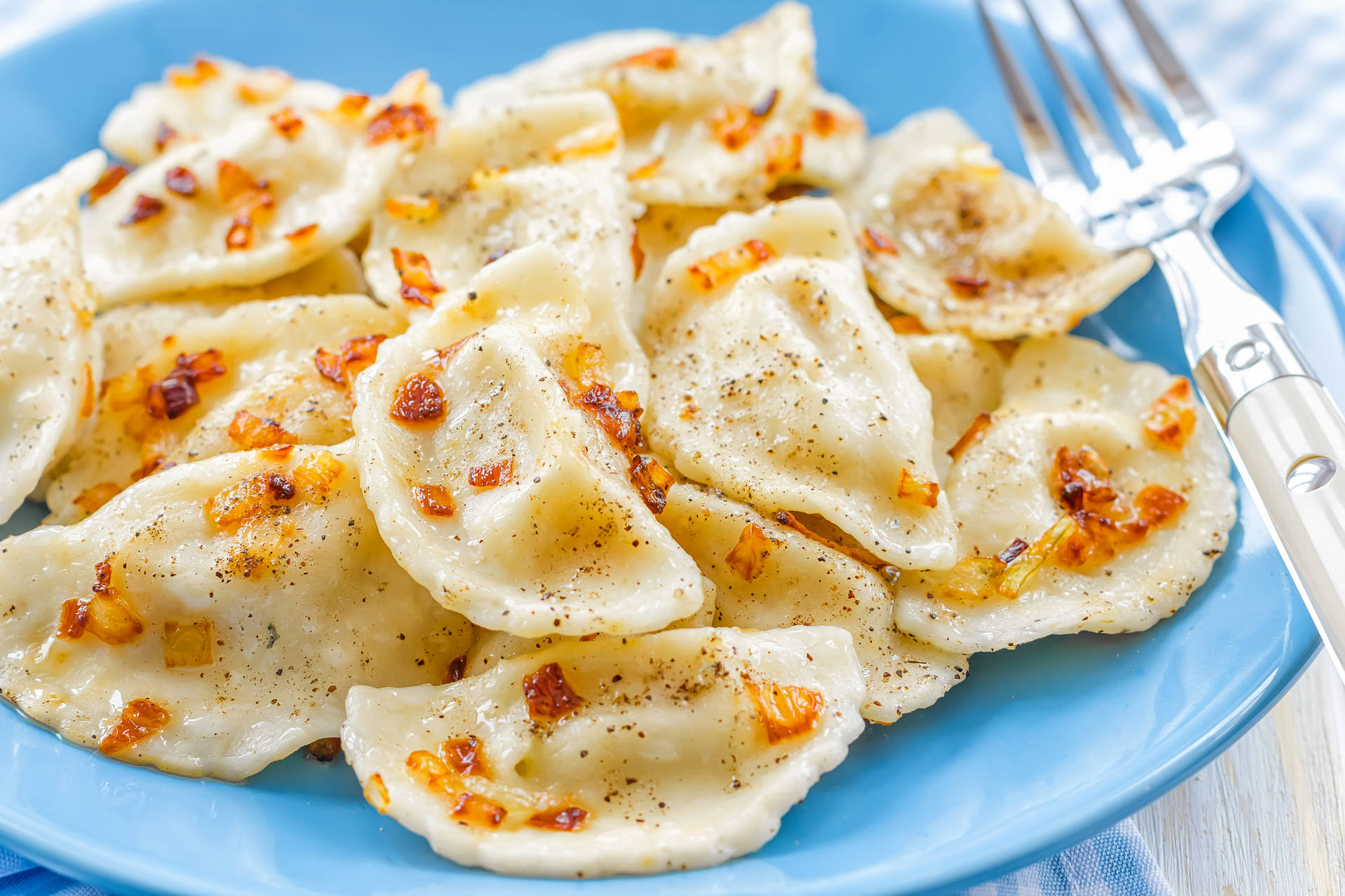 Garlic Pierogi Dish Background