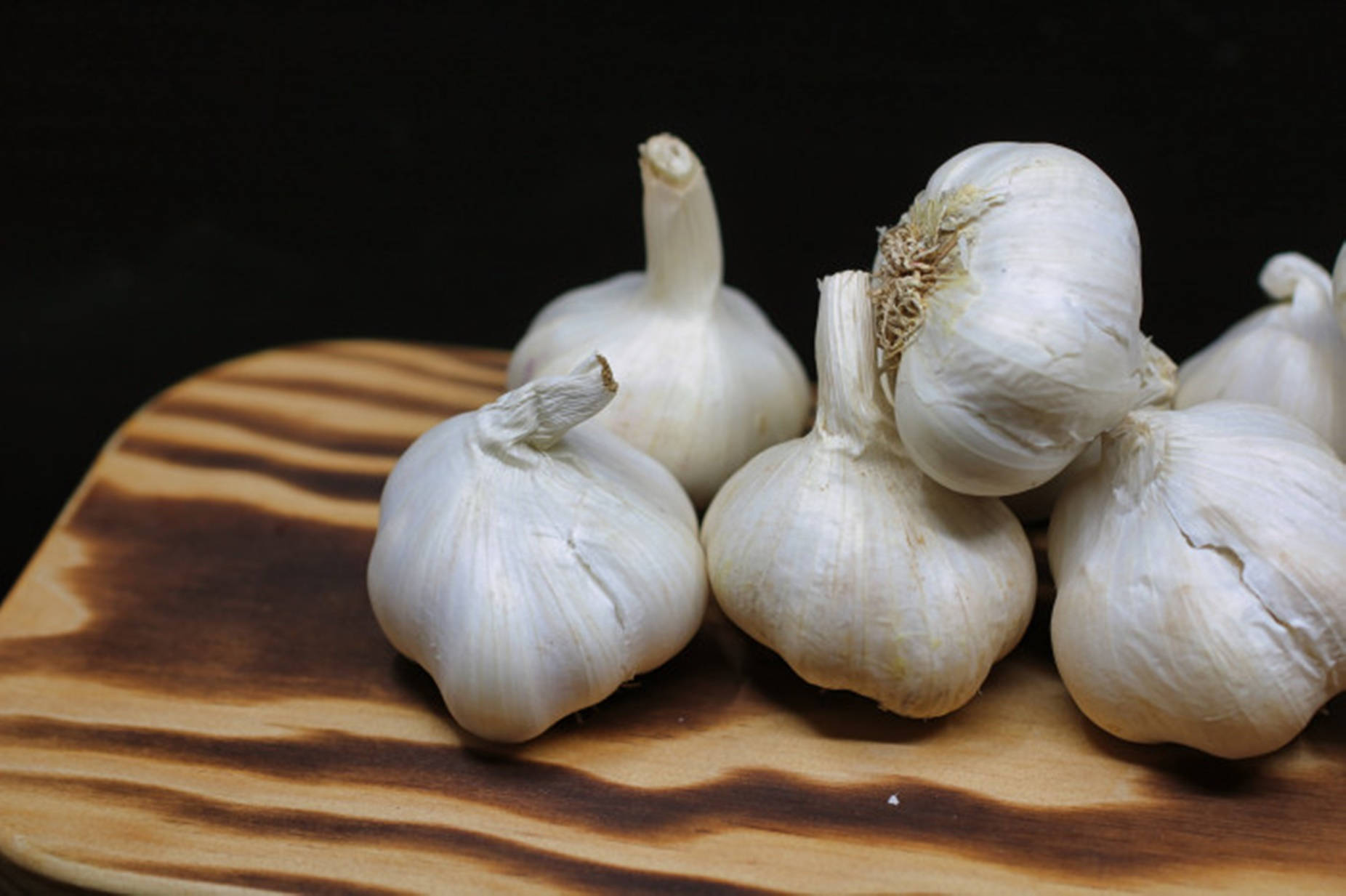 Garlic Vegetable Herb On Wooden Surface