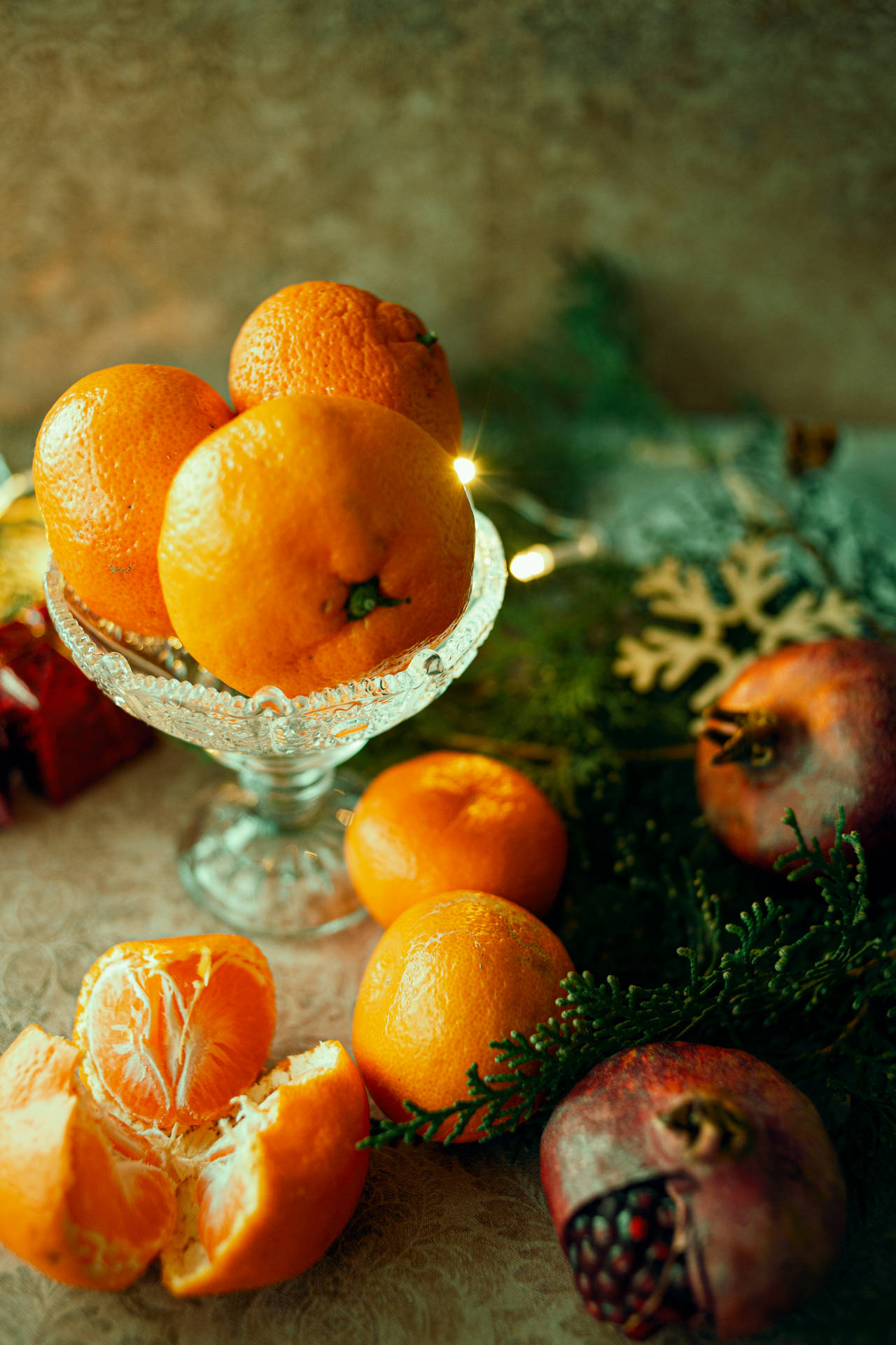 Garnet Fruit And Oranges Background
