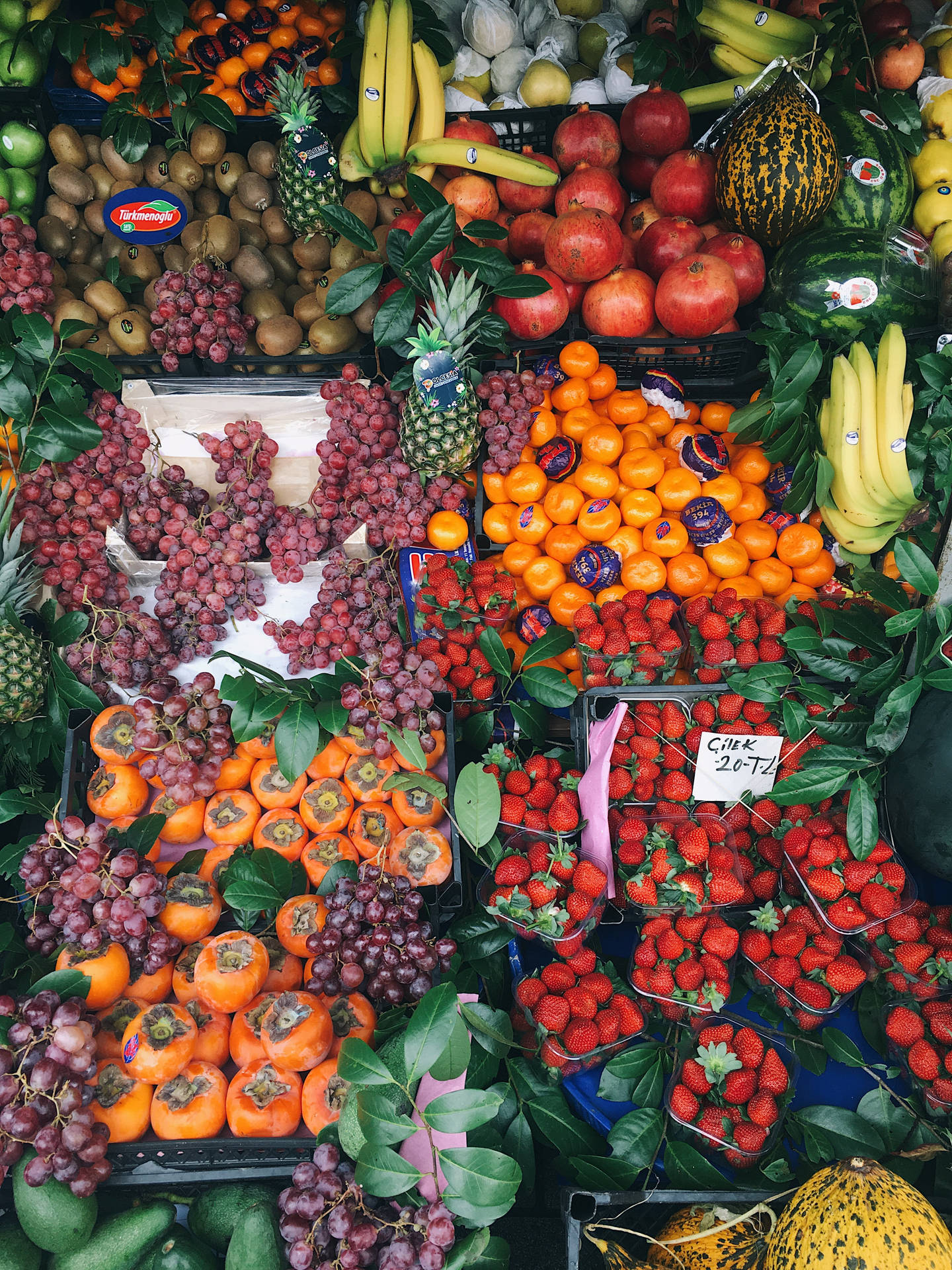 Garnet Fruit In Market Background