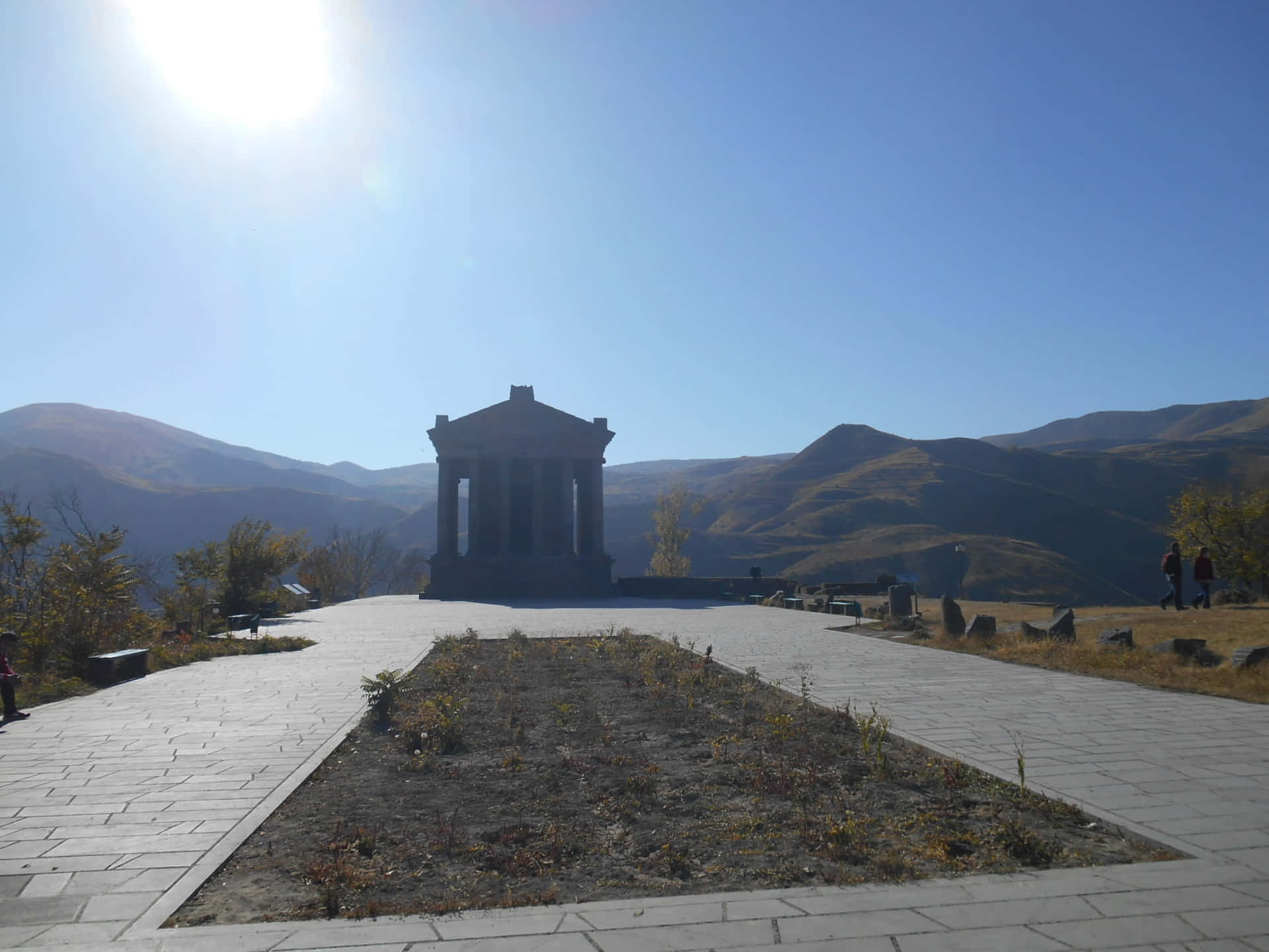 Garni Temple Against The Light Background
