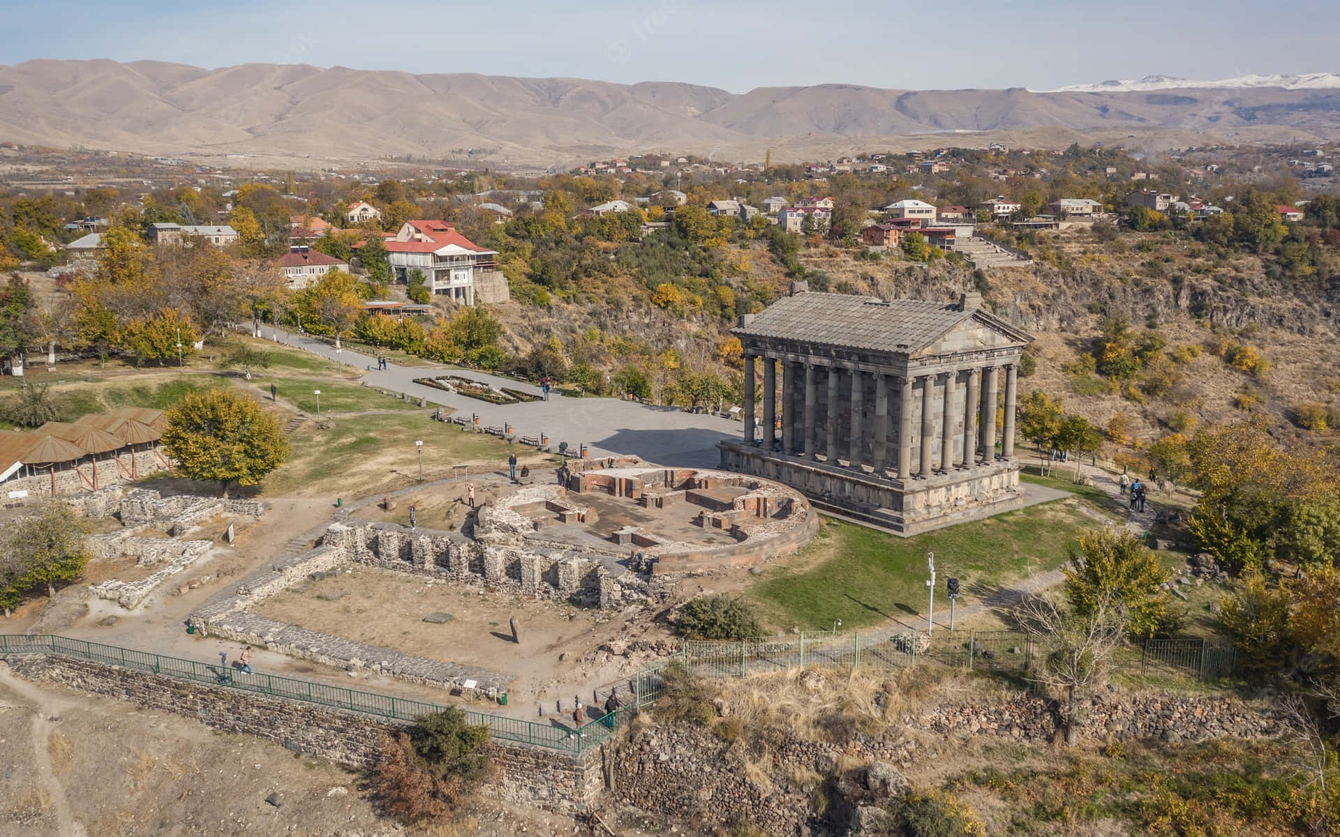 Garni Temple And Gilan Village Background