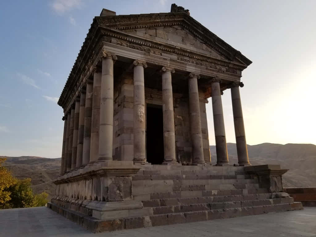 Garni Temple During Sunrise Background
