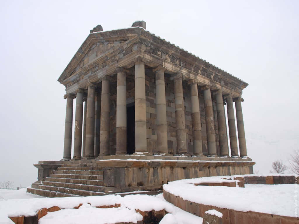 Garni Temple During Winter Background