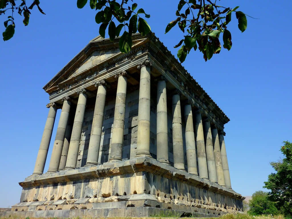 Garni Temple Under Clear Blue Sky Background