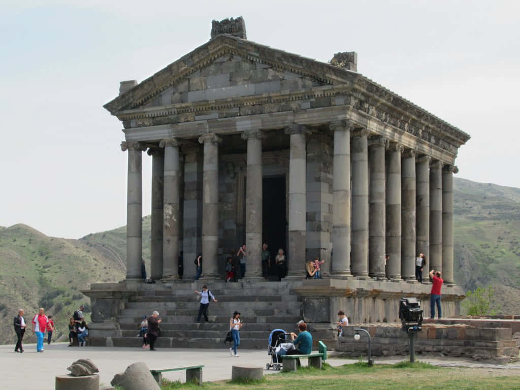 Garni Temple With People Background