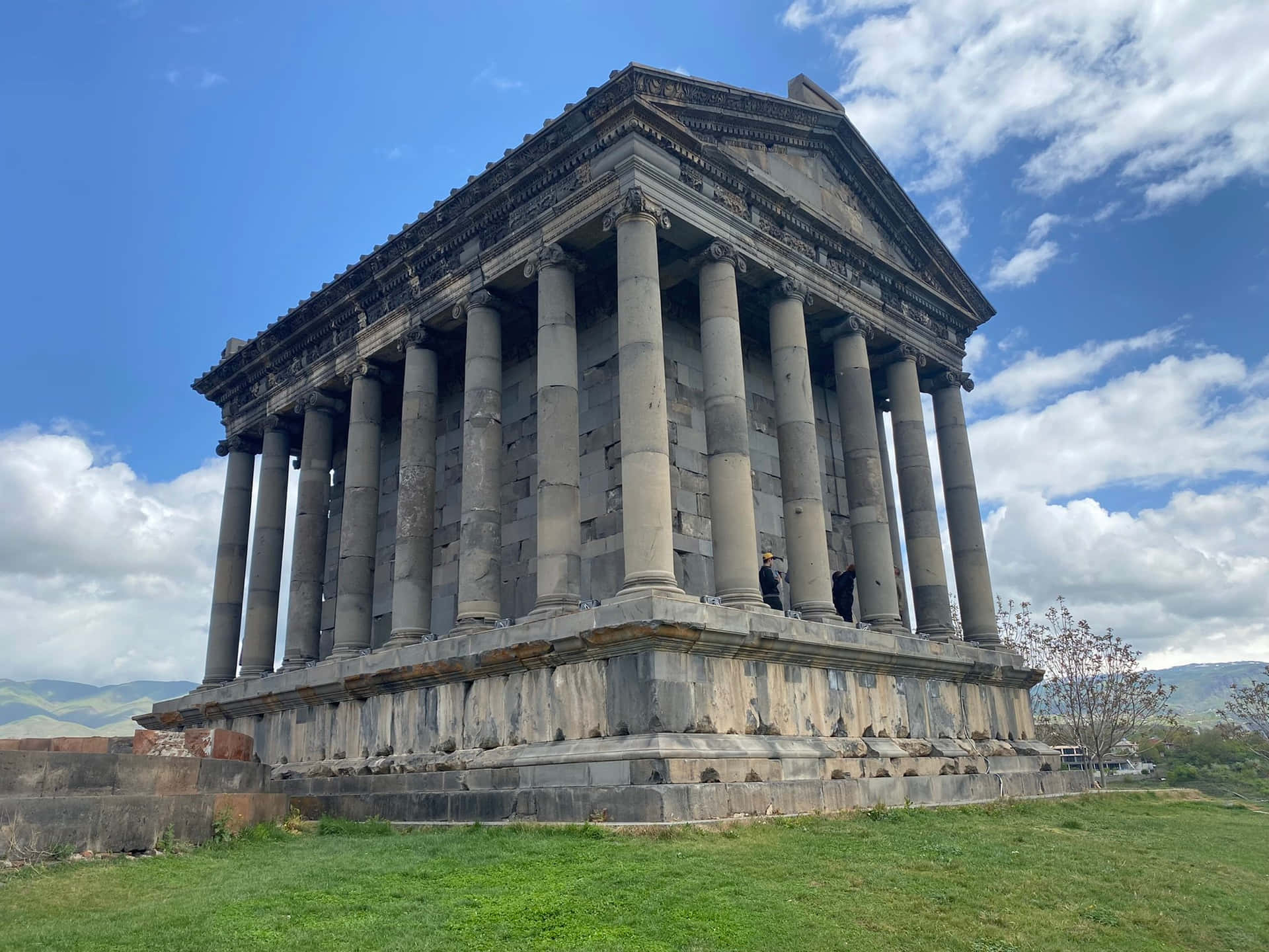 Garni Temple With Trimmed Grass Background
