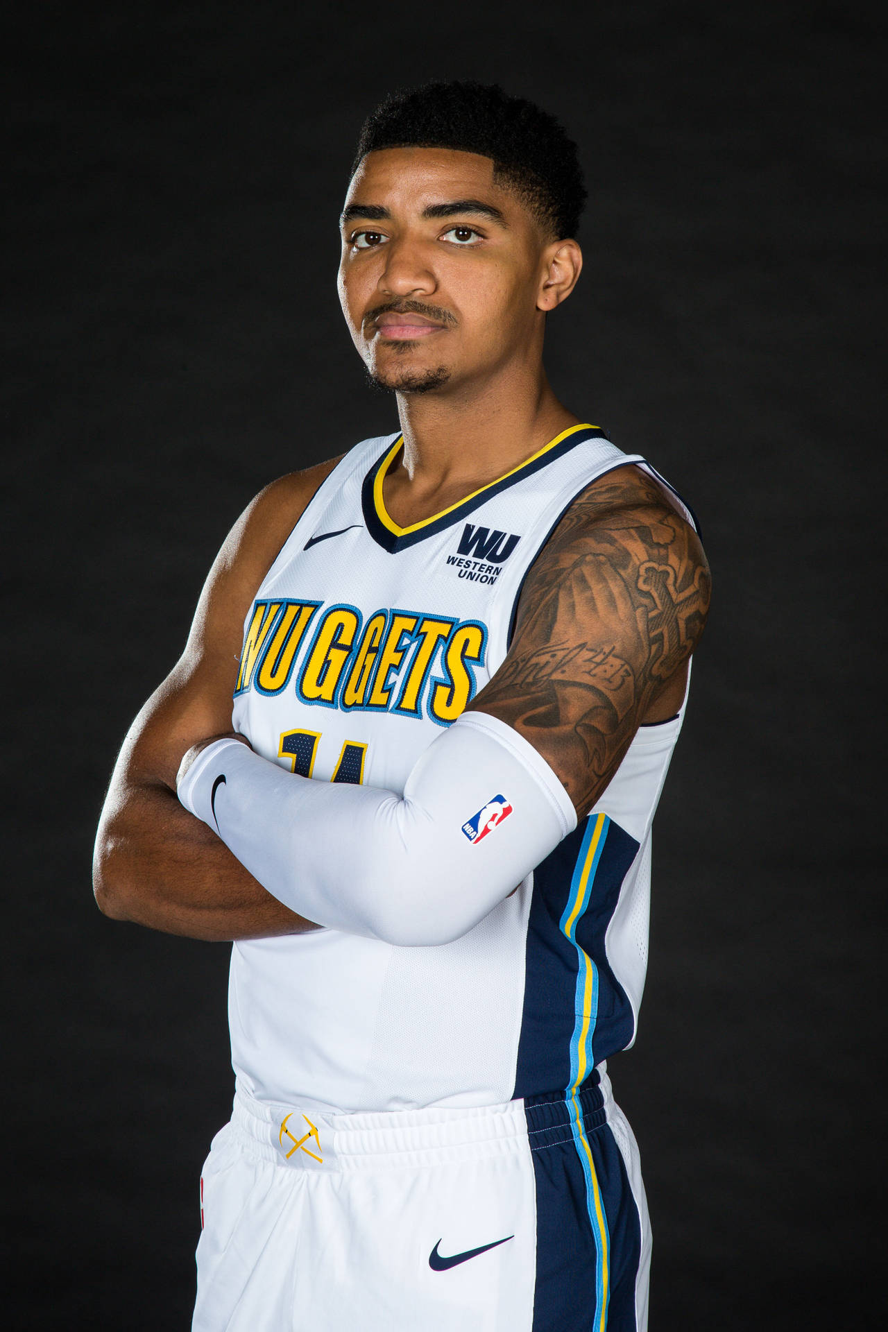 Gary Harris White Nuggets Jersey Background
