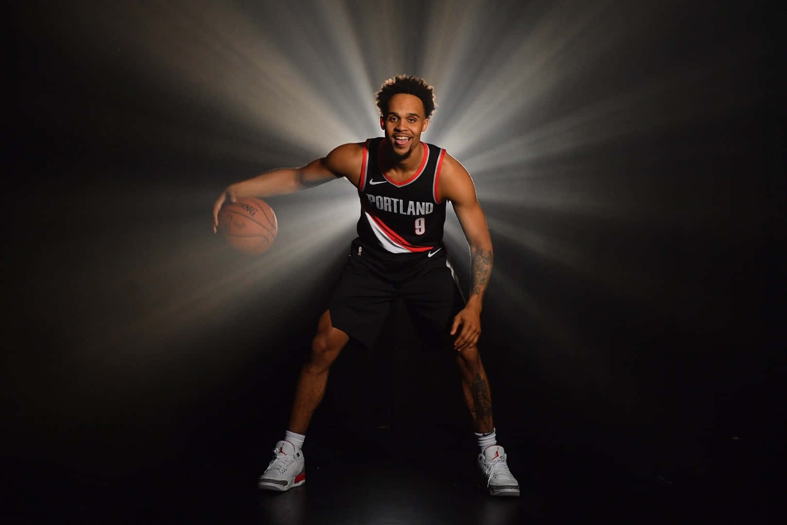 Gary Trent Jr Dribbling Photoshoot Background