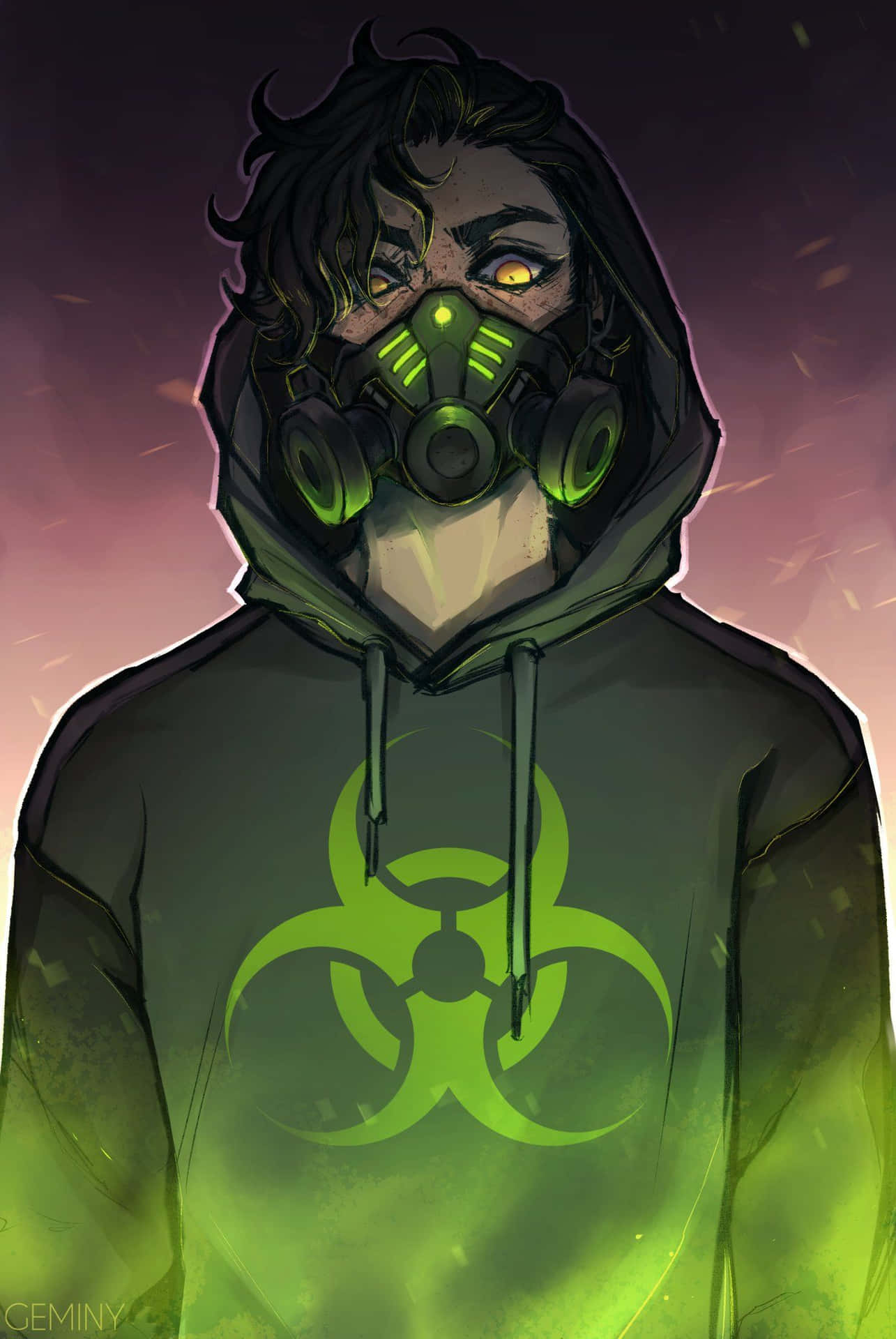 Gas Mask Boy Neon Green