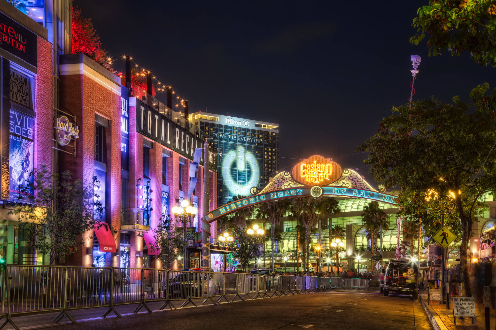 Gaslamp Quarter, San Diego At Night Background