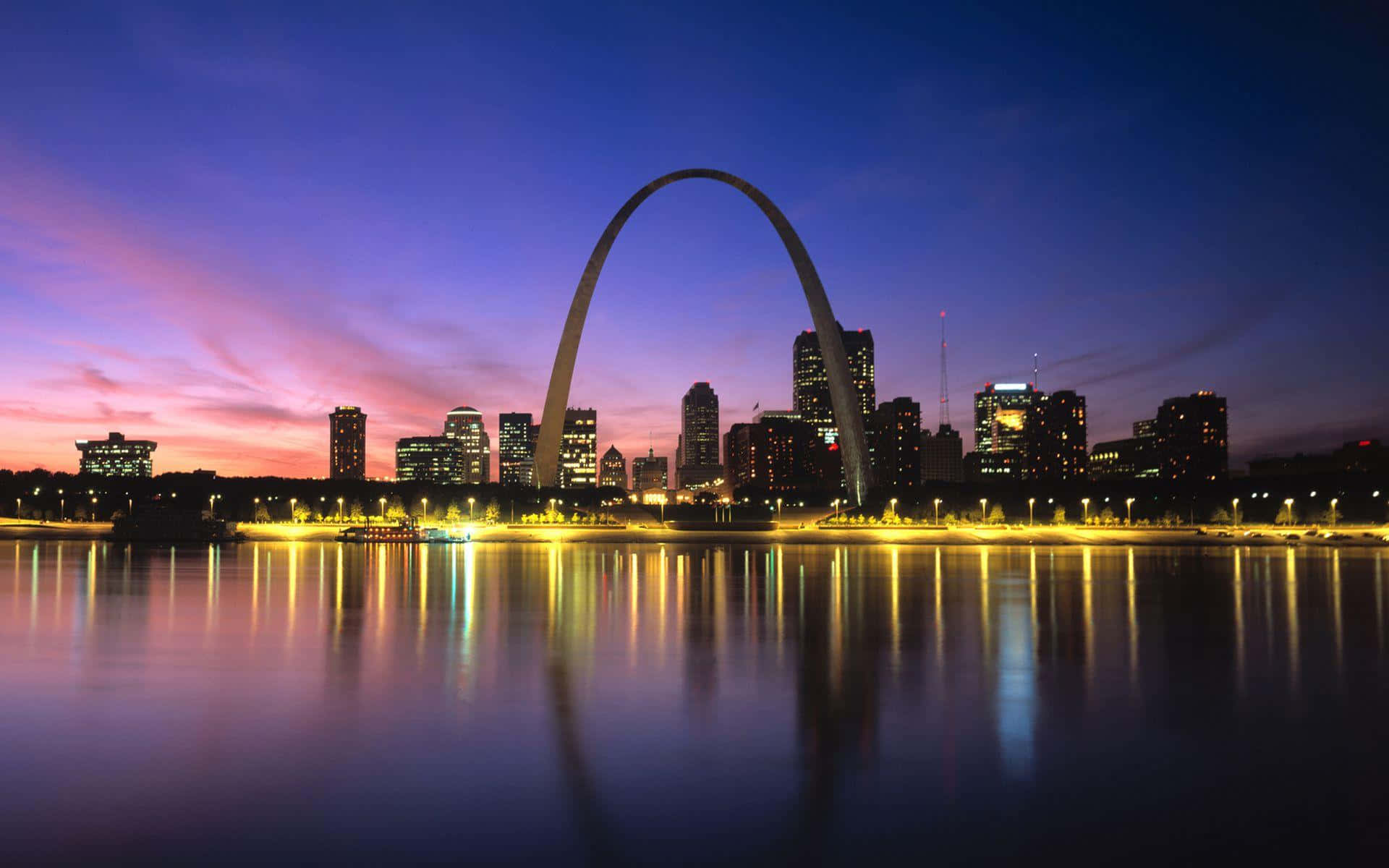 Gateway Arch Lights Mississippi River