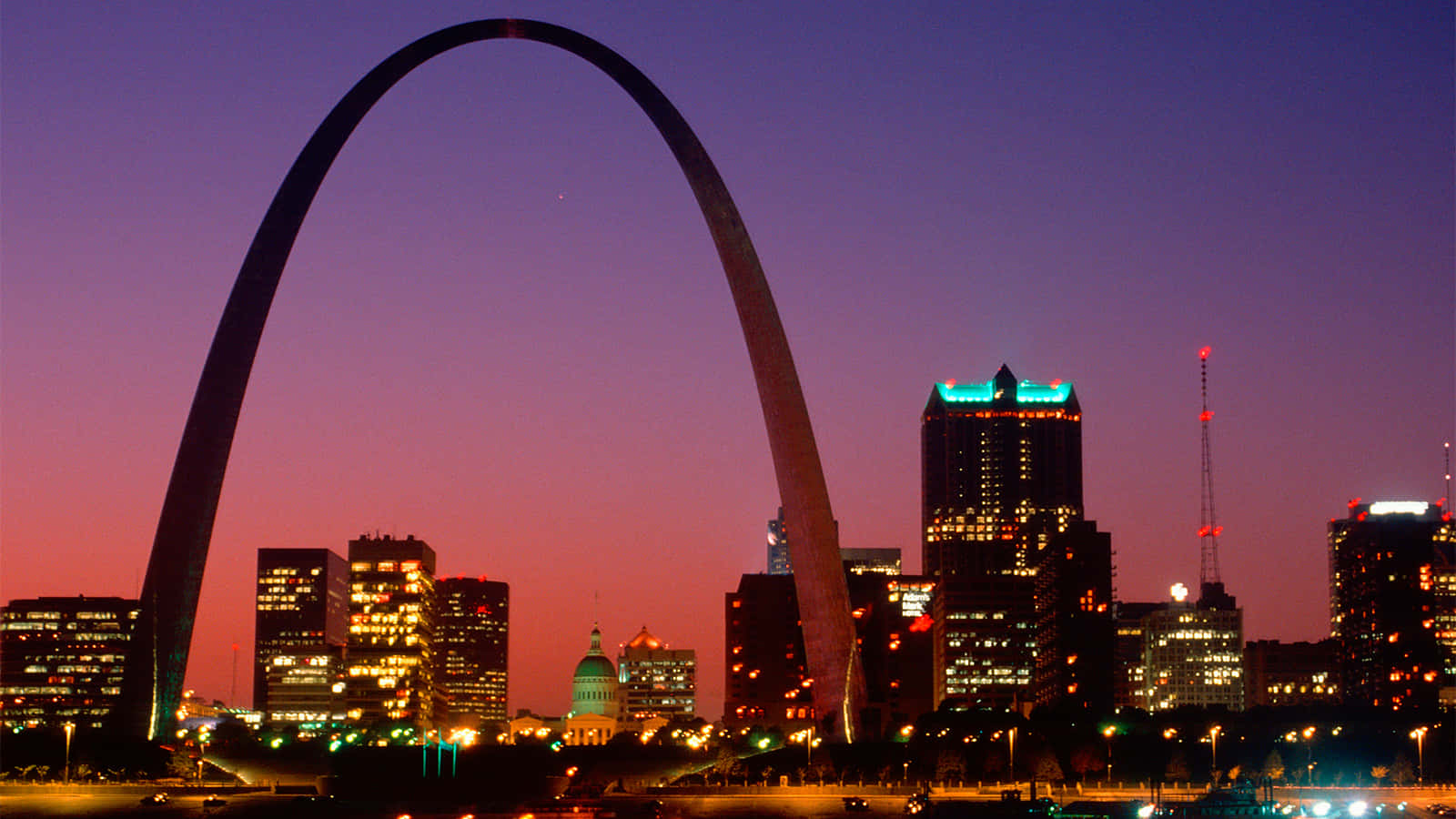 Gateway Arch Night Sky Background