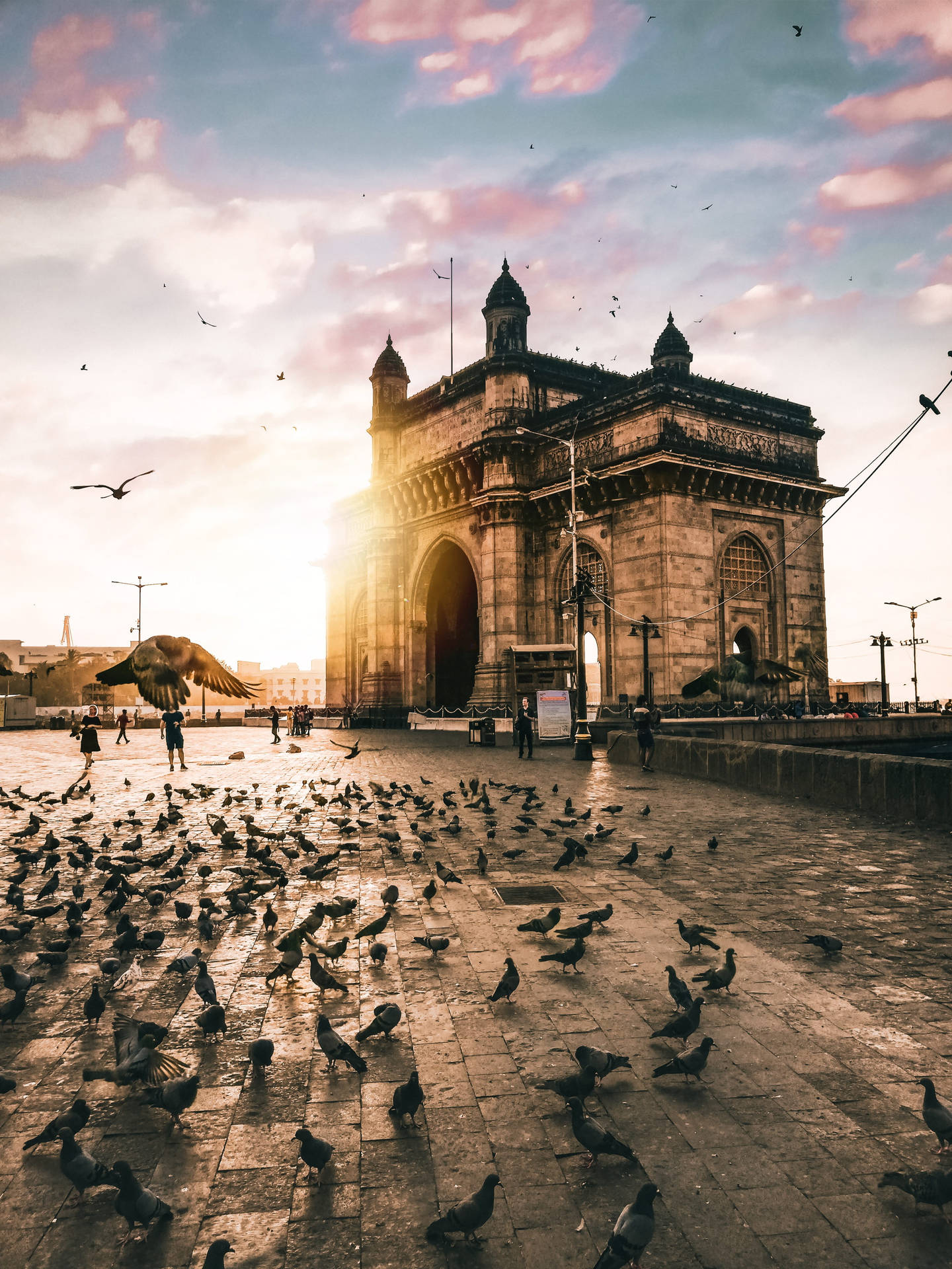 Gateway Of Mumbai Sunset Background