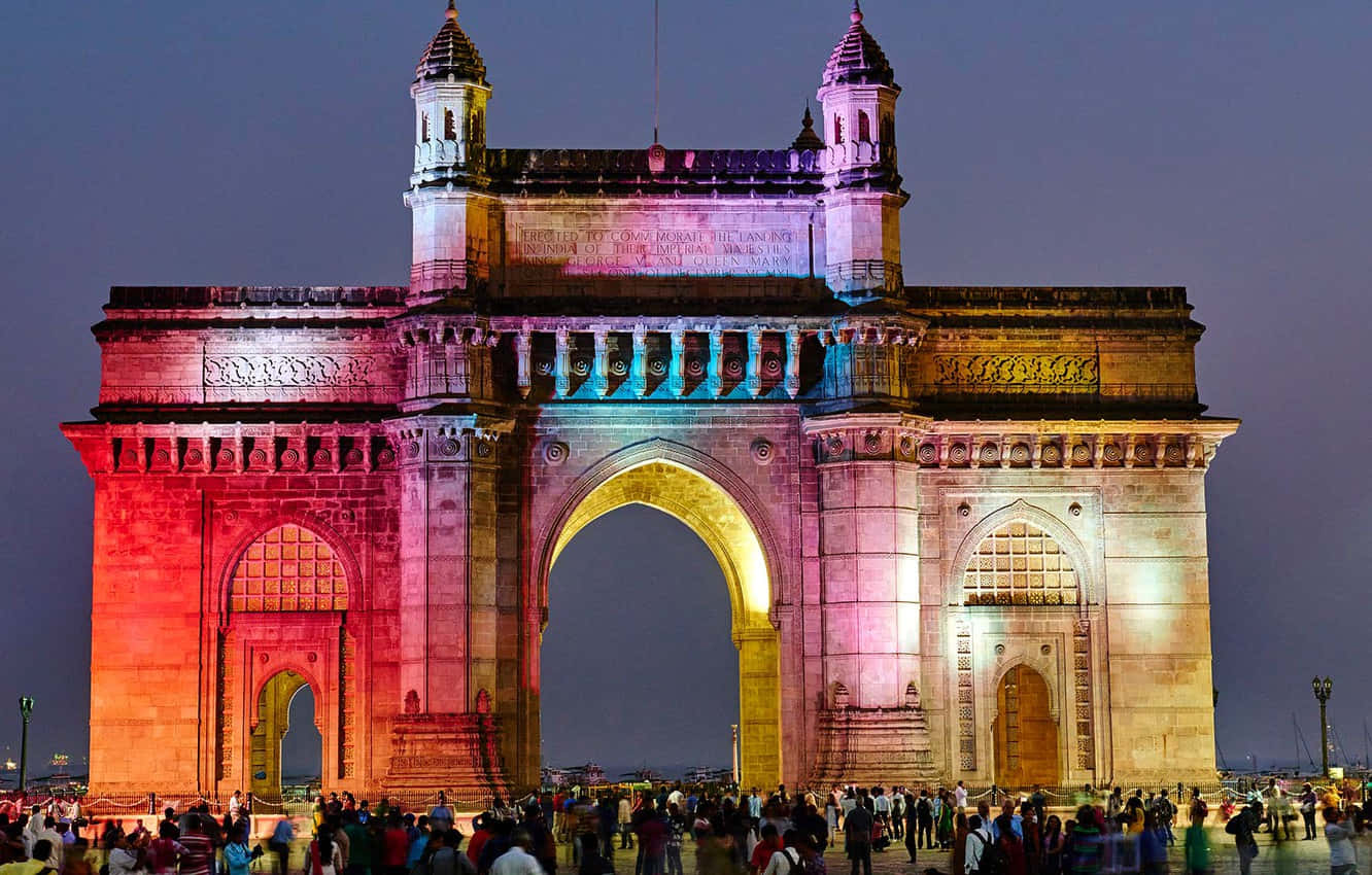 Gateway To India Colorful Lights Background
