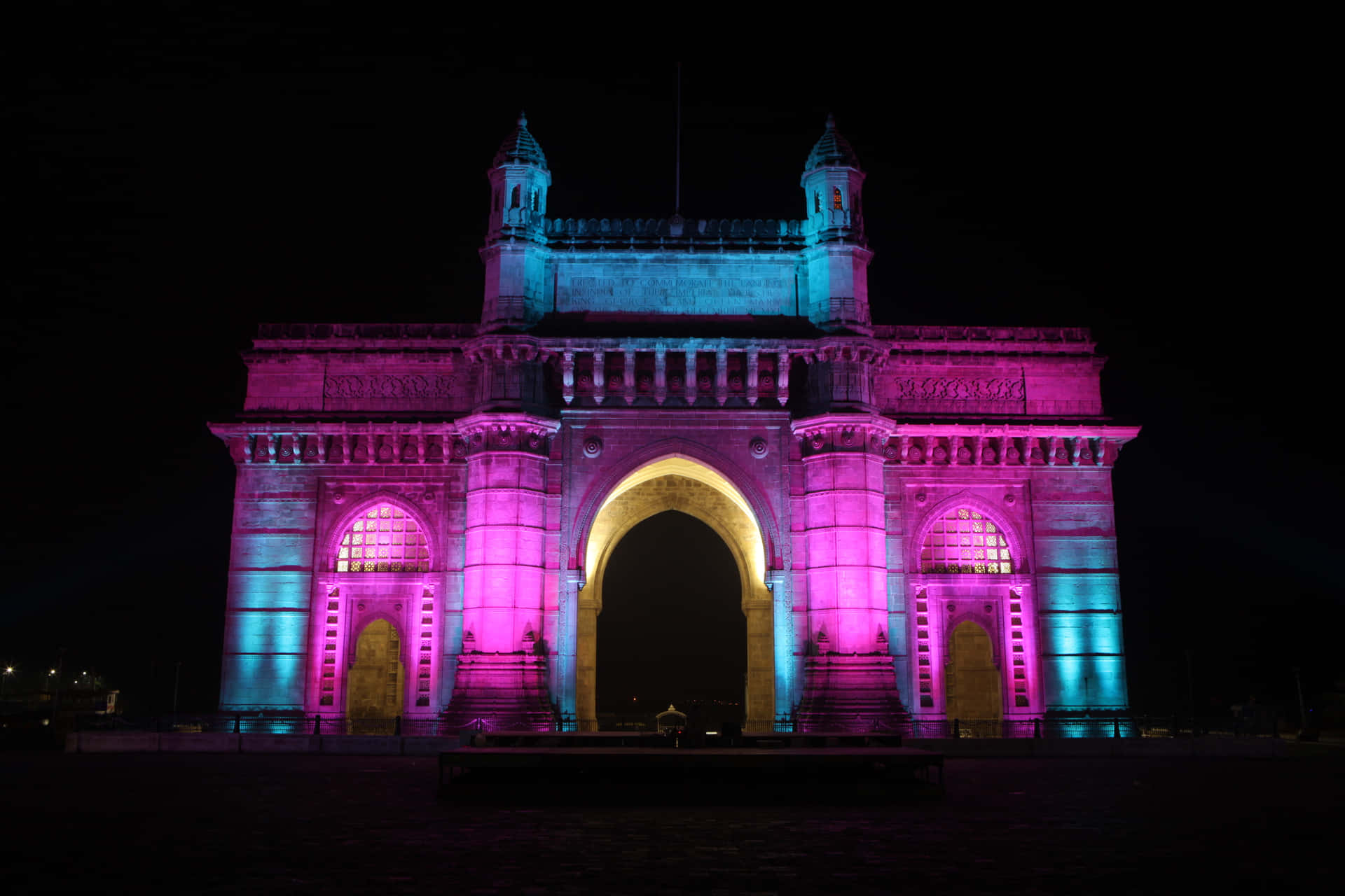 Gateway To India Neon Lights Background