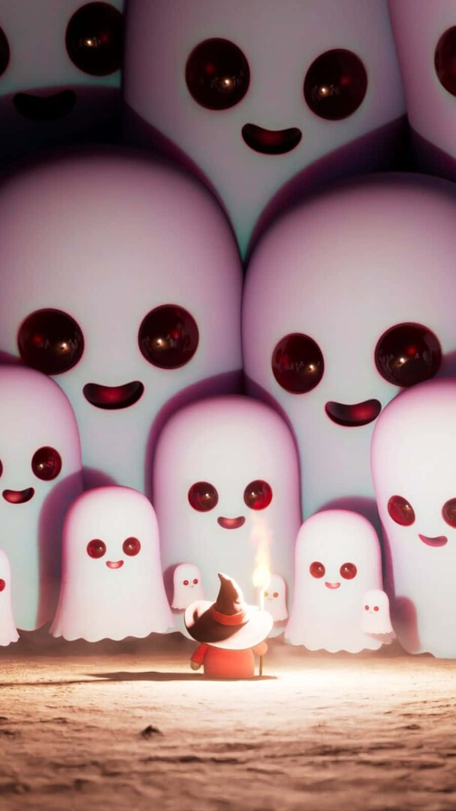 Gatheringof Cute Ghost Characters Background