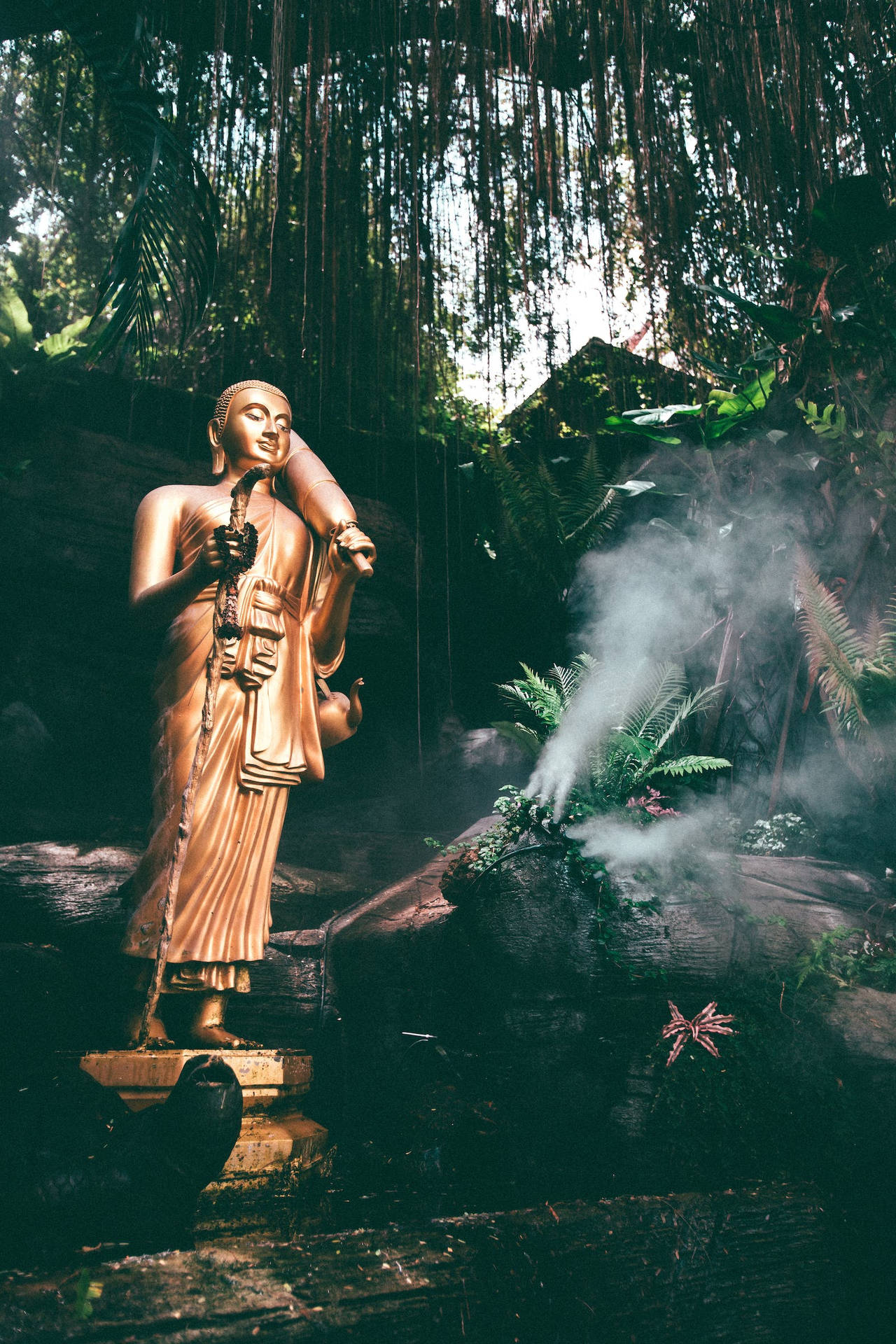 Gautam Buddha Bronze Statue Background