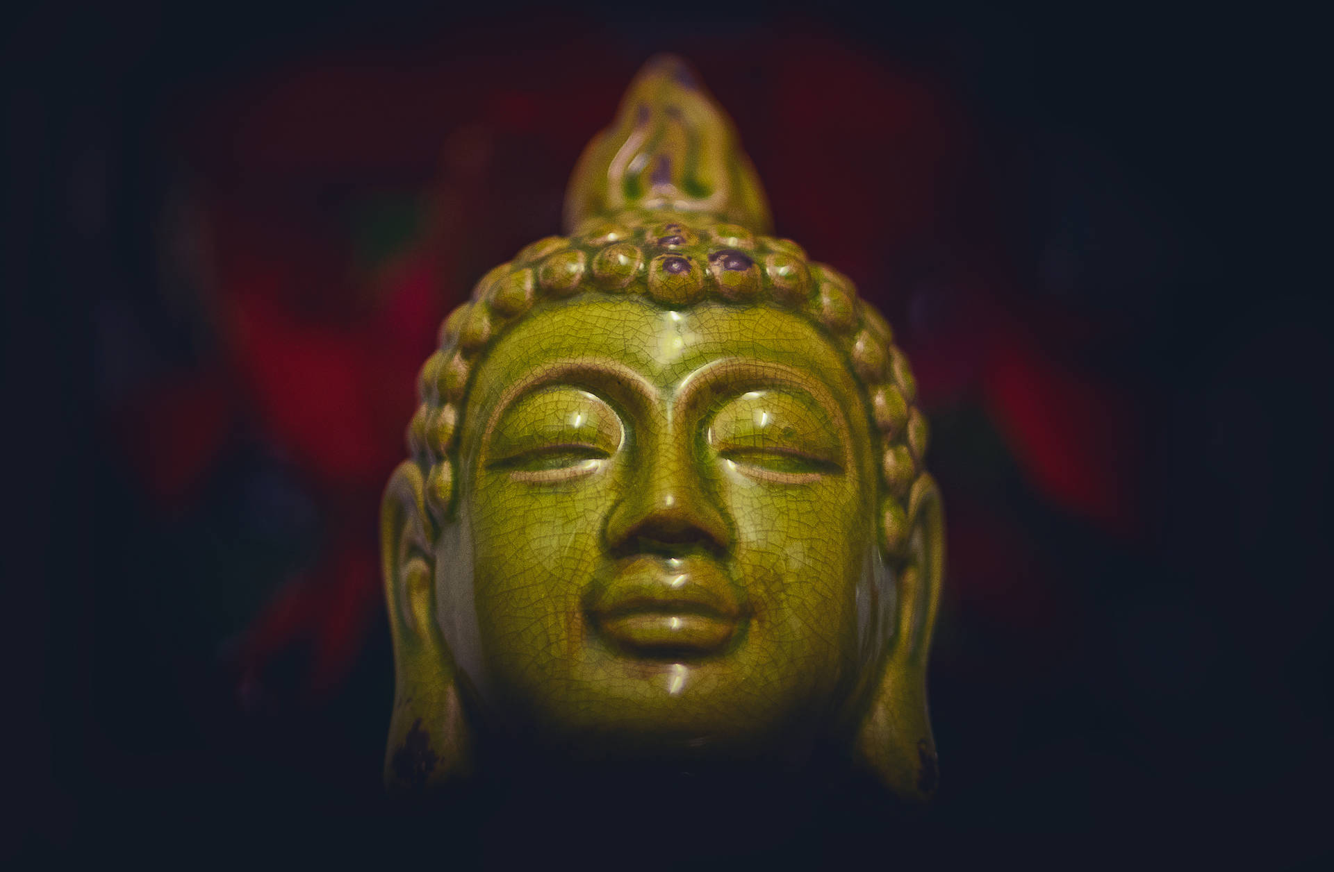 Gautam Buddha Green Ceramic Statue Background