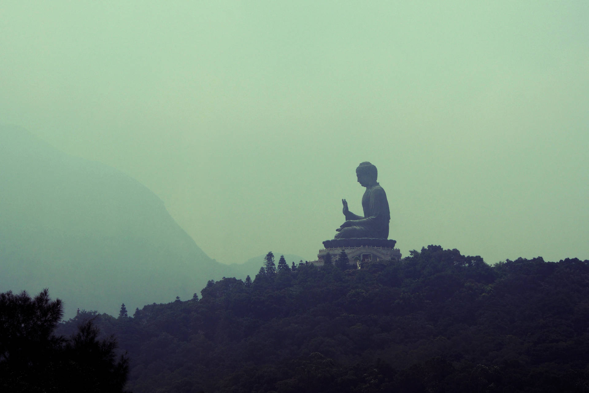 Gautam Buddha Mountain Statue Background
