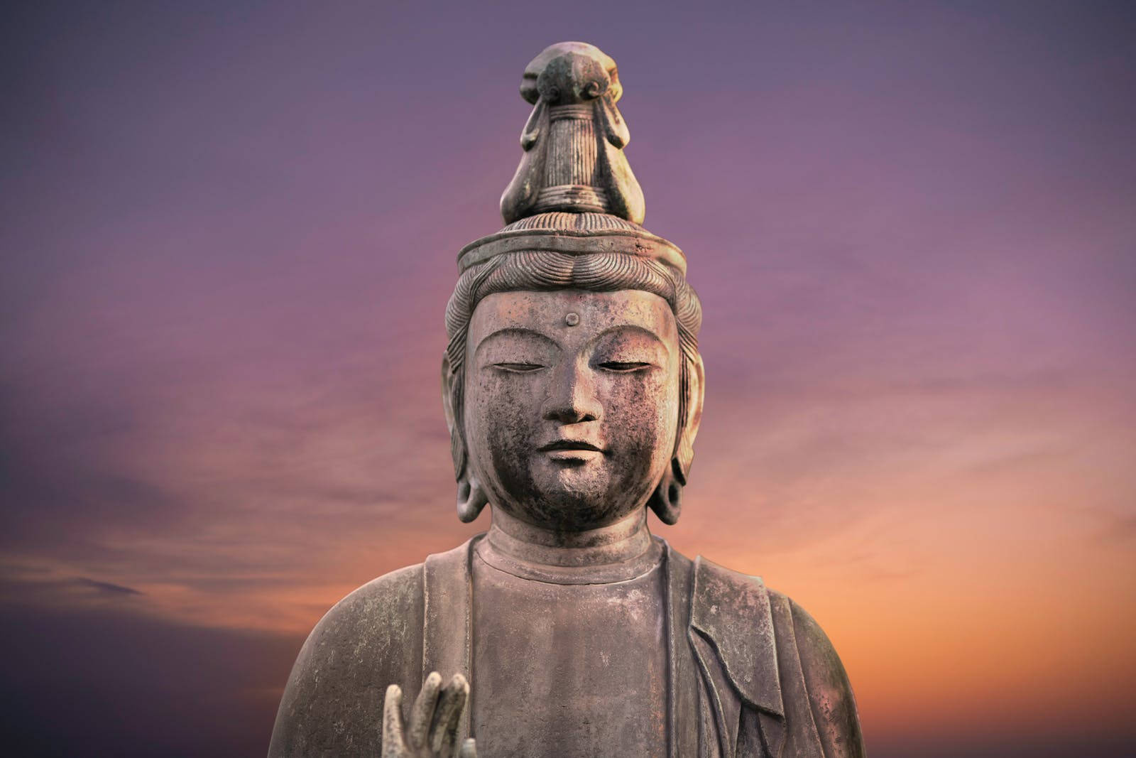 Gautam Buddha Sculpted Statue Background