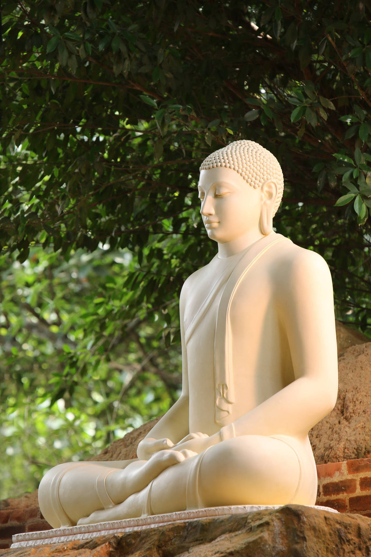 Gautam Buddha White Marble Statue Background