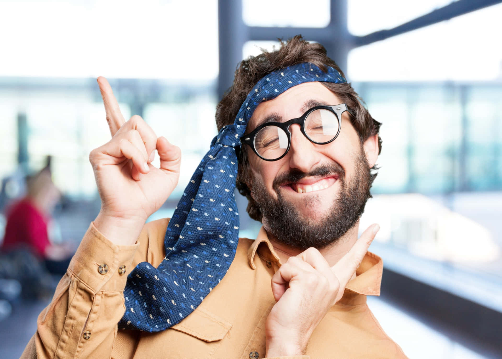 Gawky Man With Necktie Background