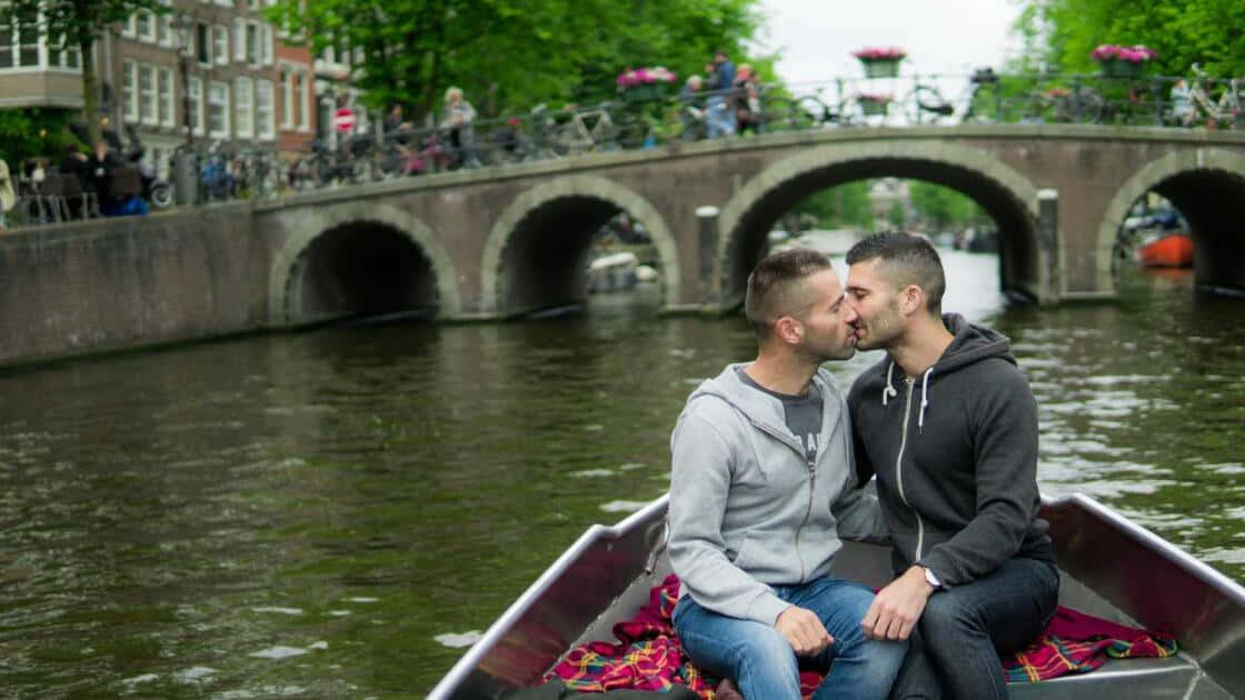 Gay Boys Kissing On A Boat