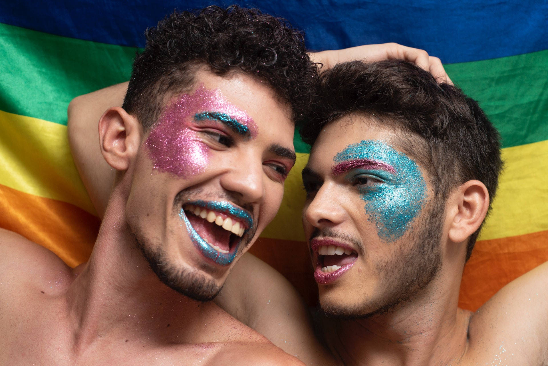 Gay Couple Sparkly Make Up