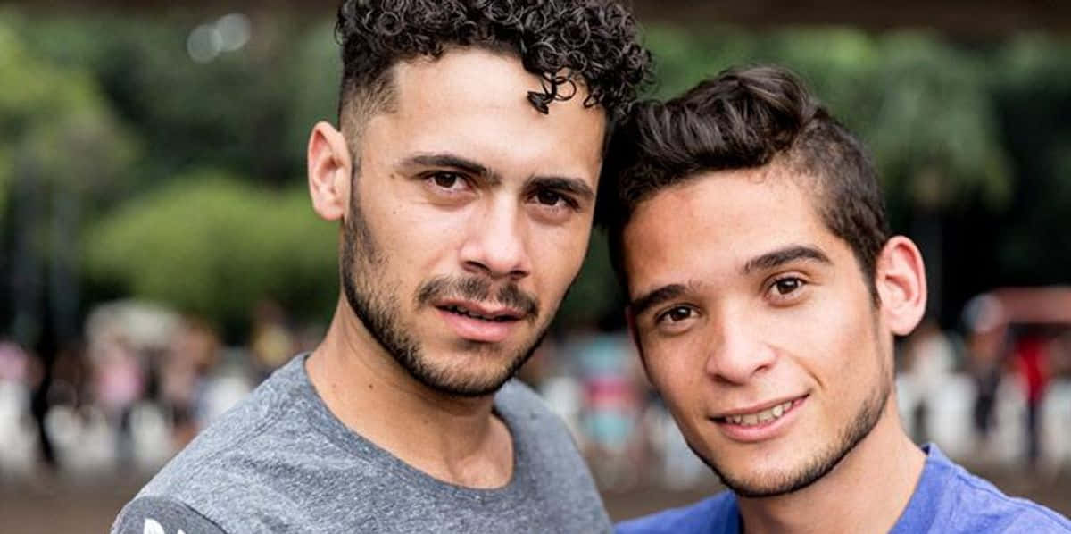 Gay Latino Couple Selfie Background