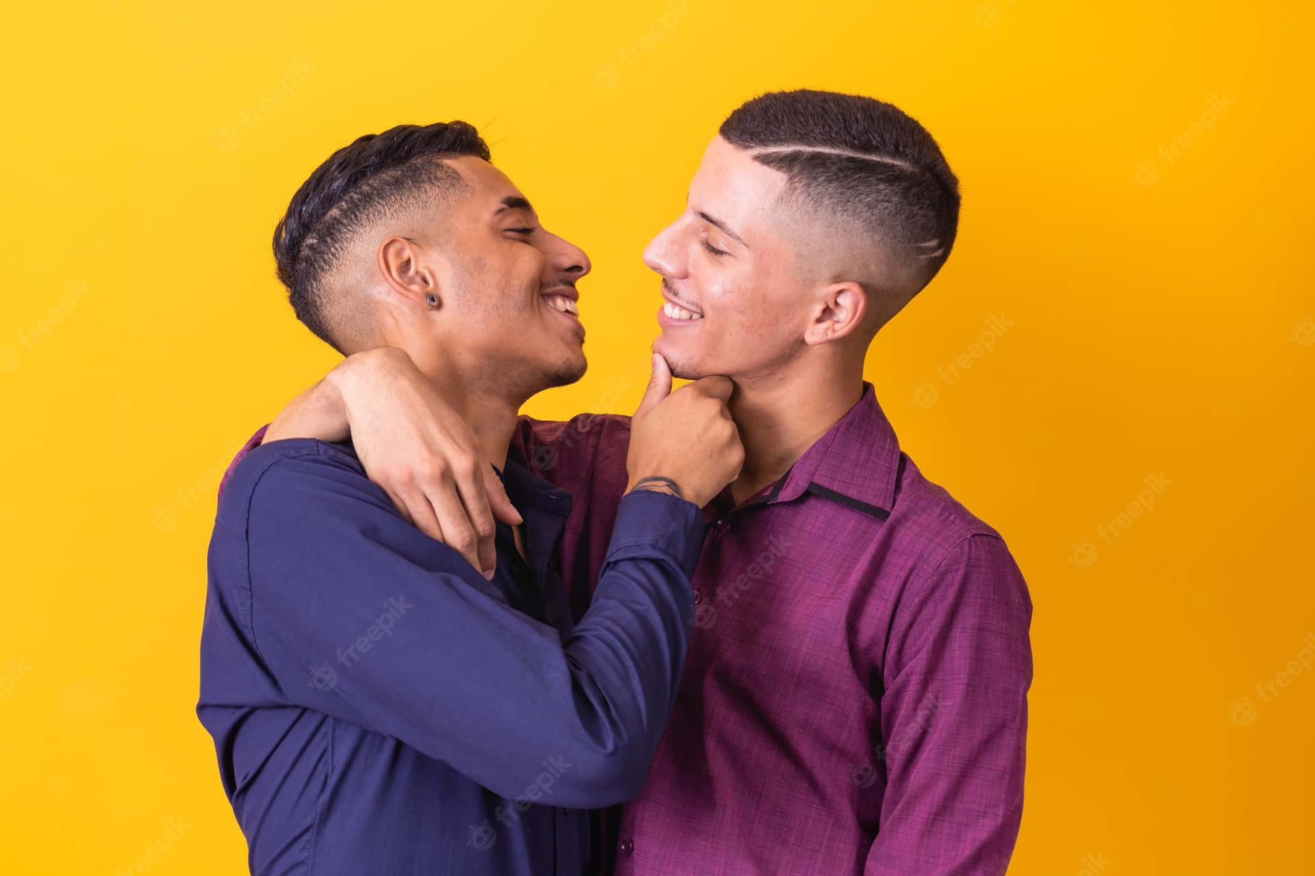 Gay Latino Couple Yellow Background