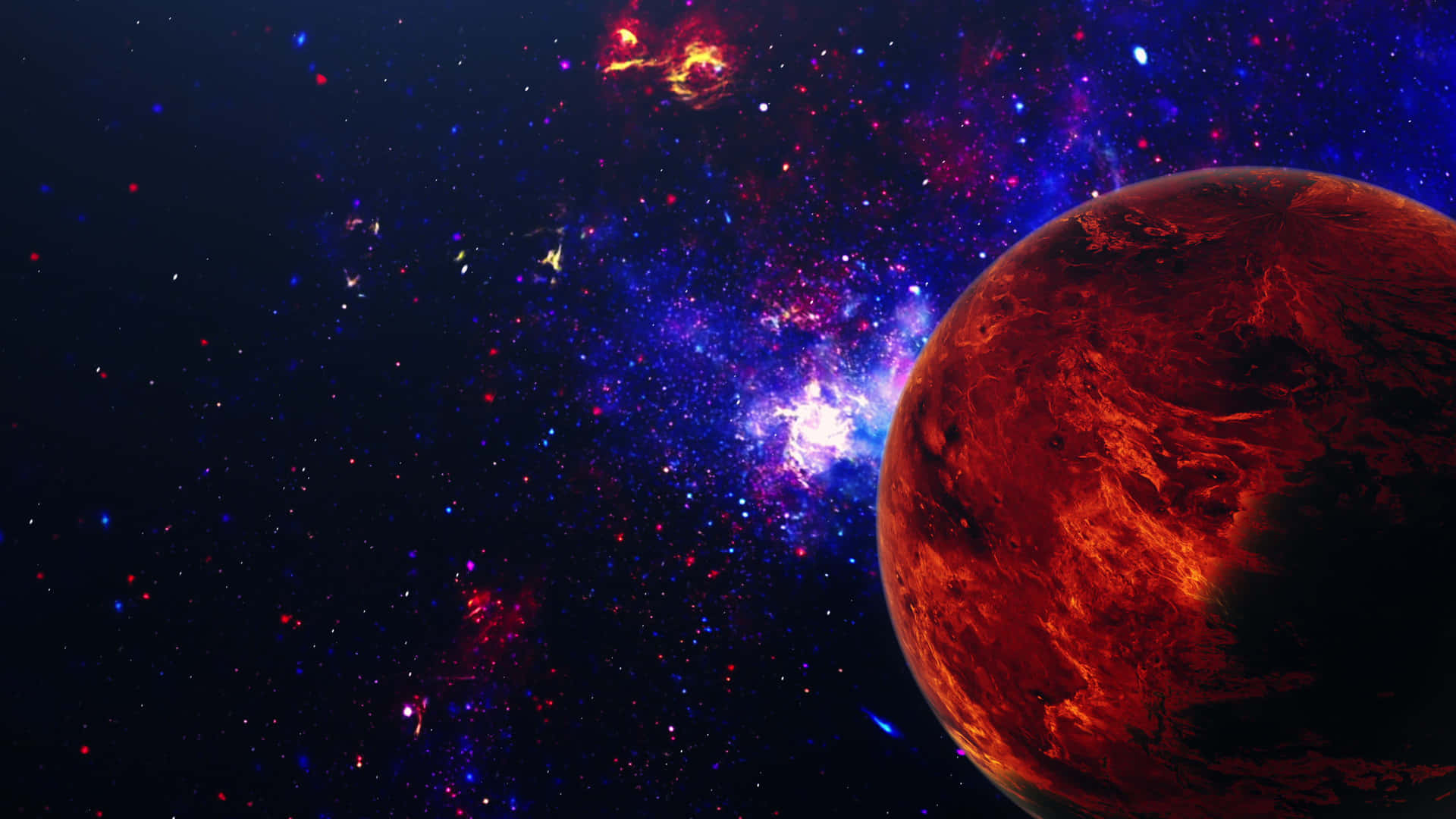 Gaze In Awe At The Mesmerizing Red Glare Of Outer Space Background