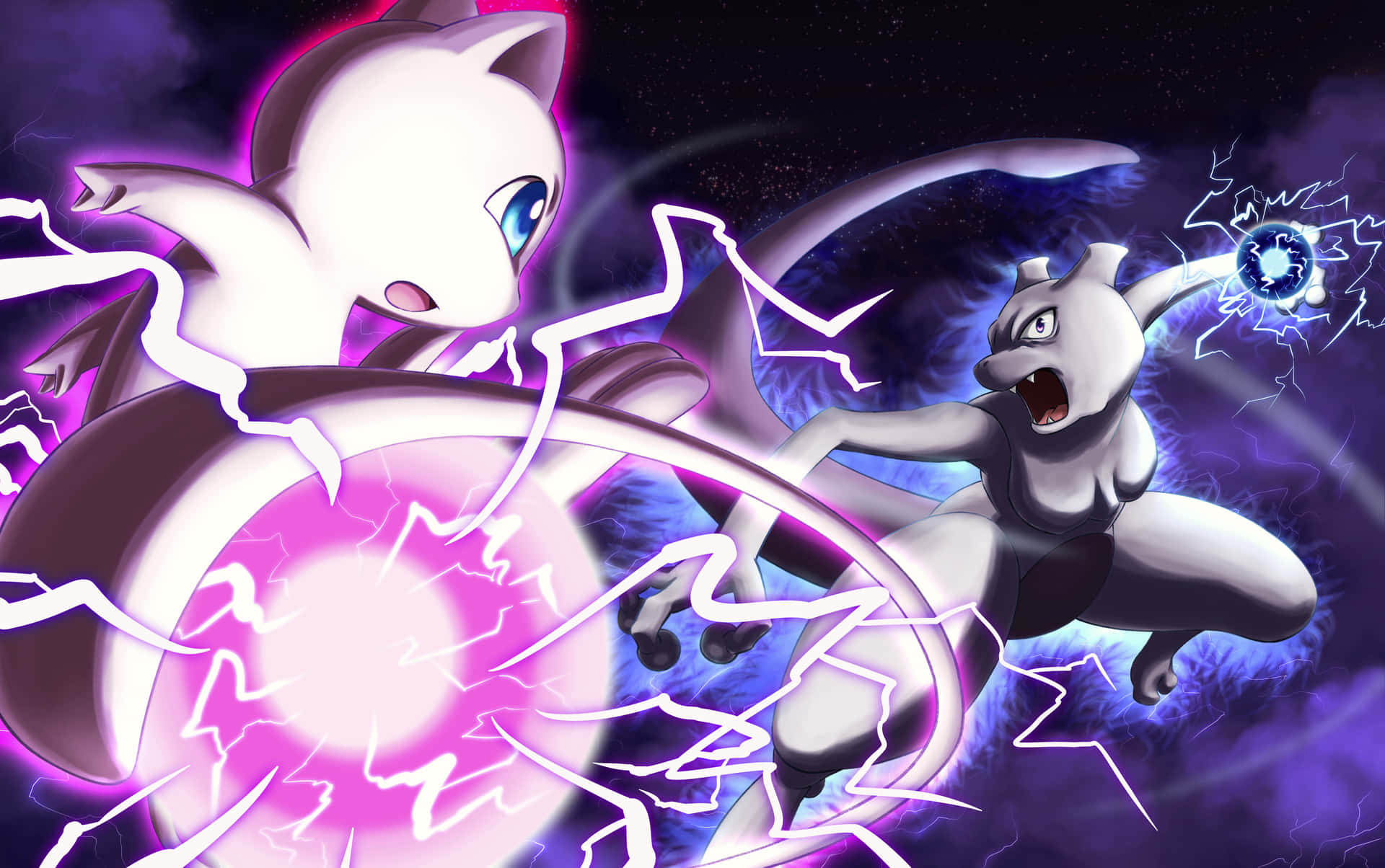 “gaze Into The Mysterious Eyes Of Pokemon Mew” Background