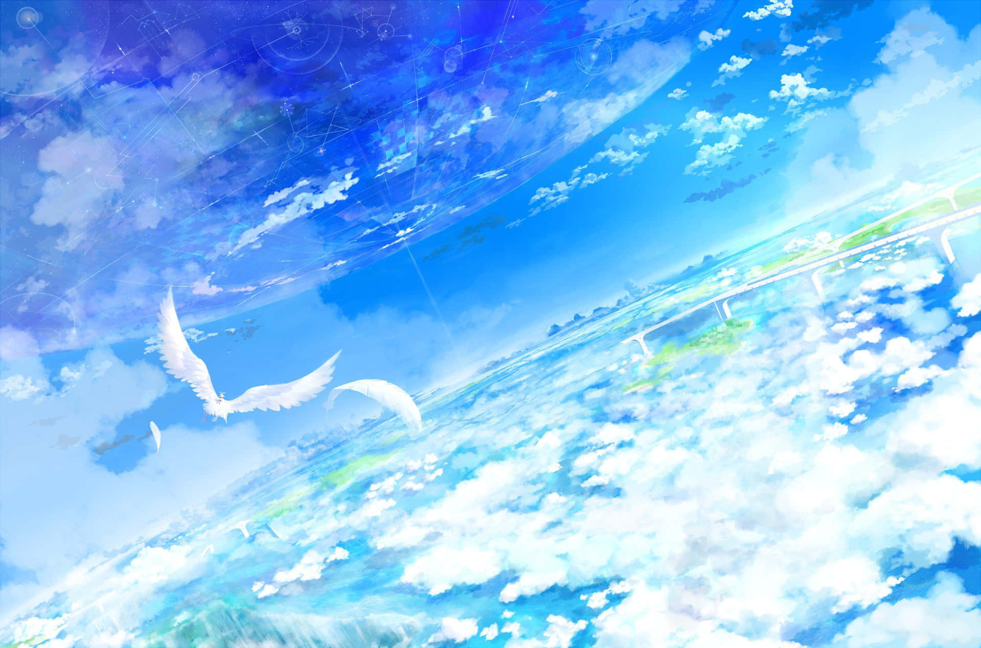 Gazing At The Beautiful Anime Sky Background