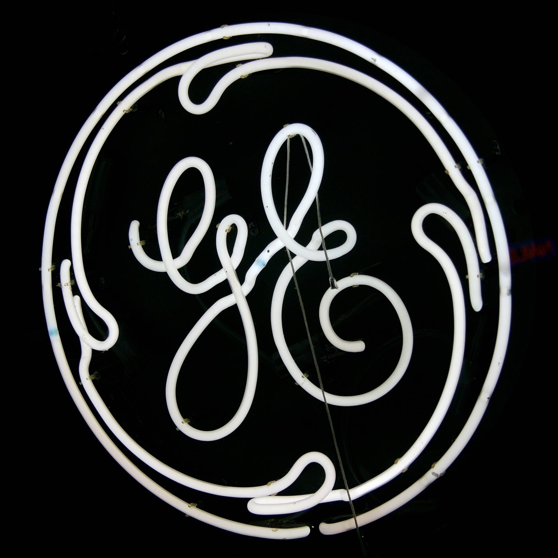 Ge Logo White Neon Aesthetic Background