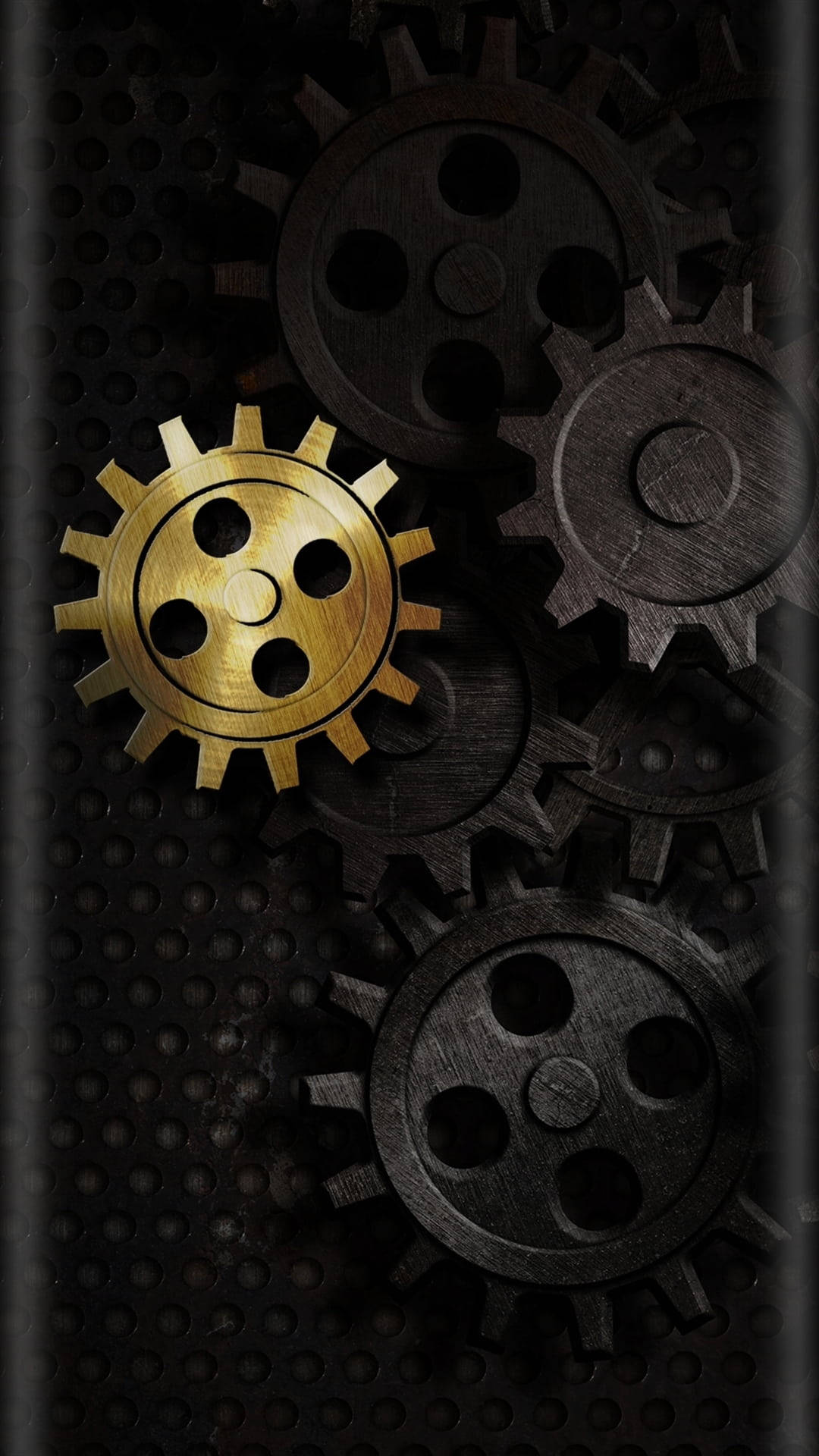 Gears Black And Gold Iphone Background