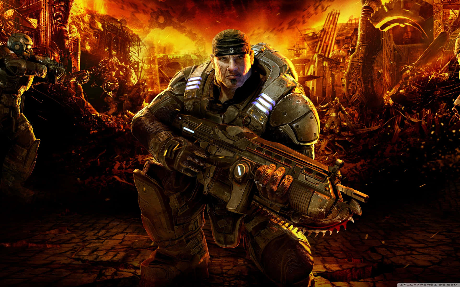 Gears Of War 1 With Gun Background
