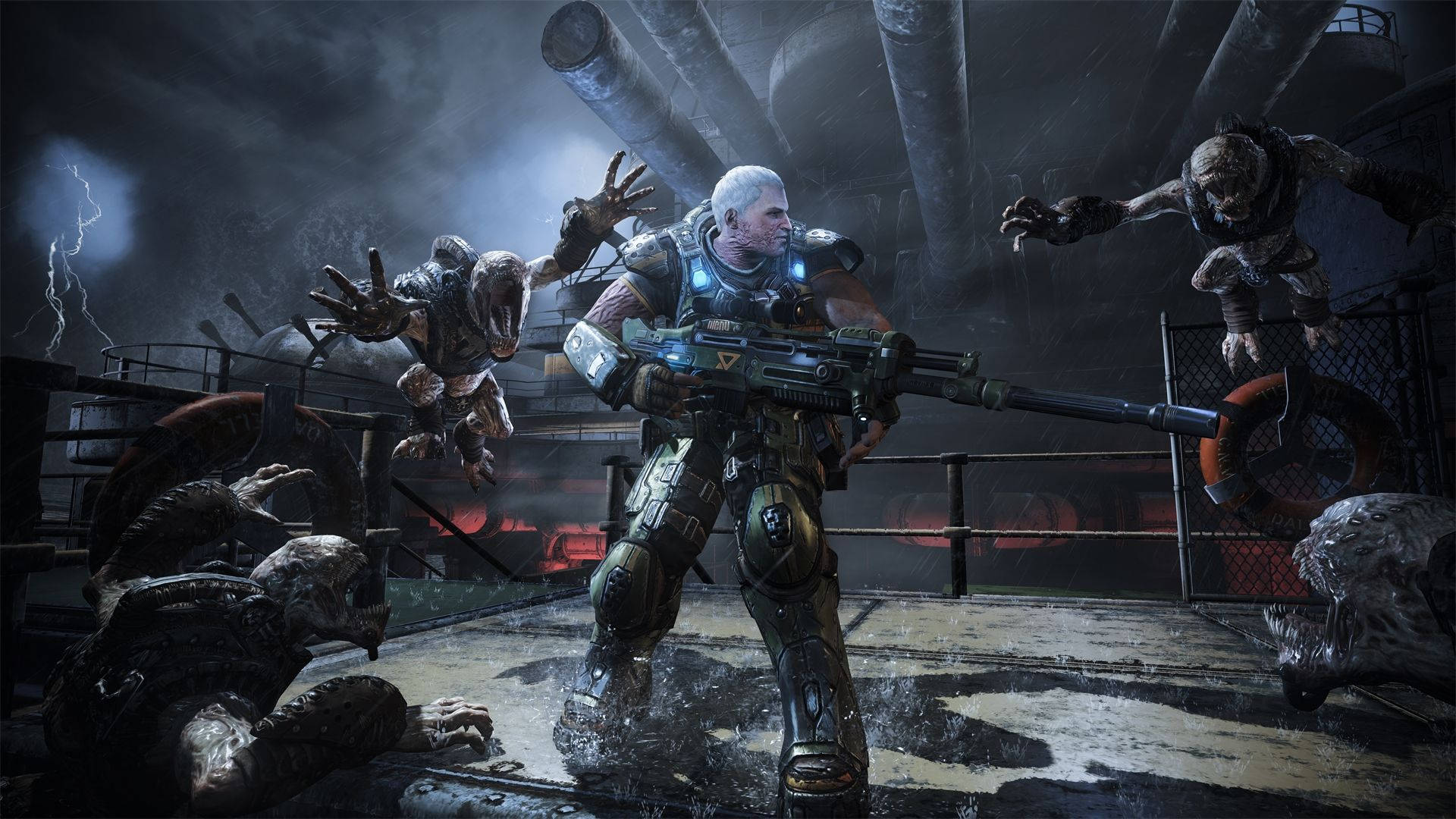 Gears Of War 4 Character Fighting Monsters