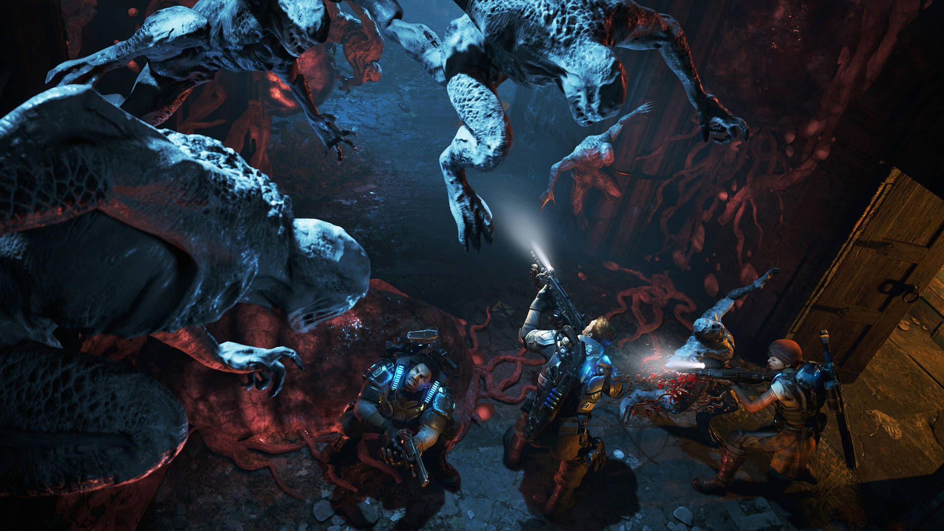 Gears Of War 4 Monsters Attacking Background