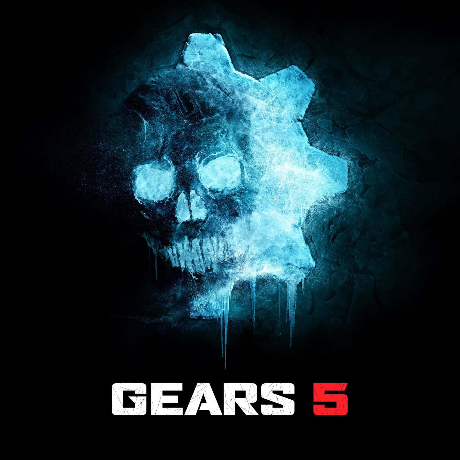 Gears Of War 5 Blue Skull And Gear Icon Background