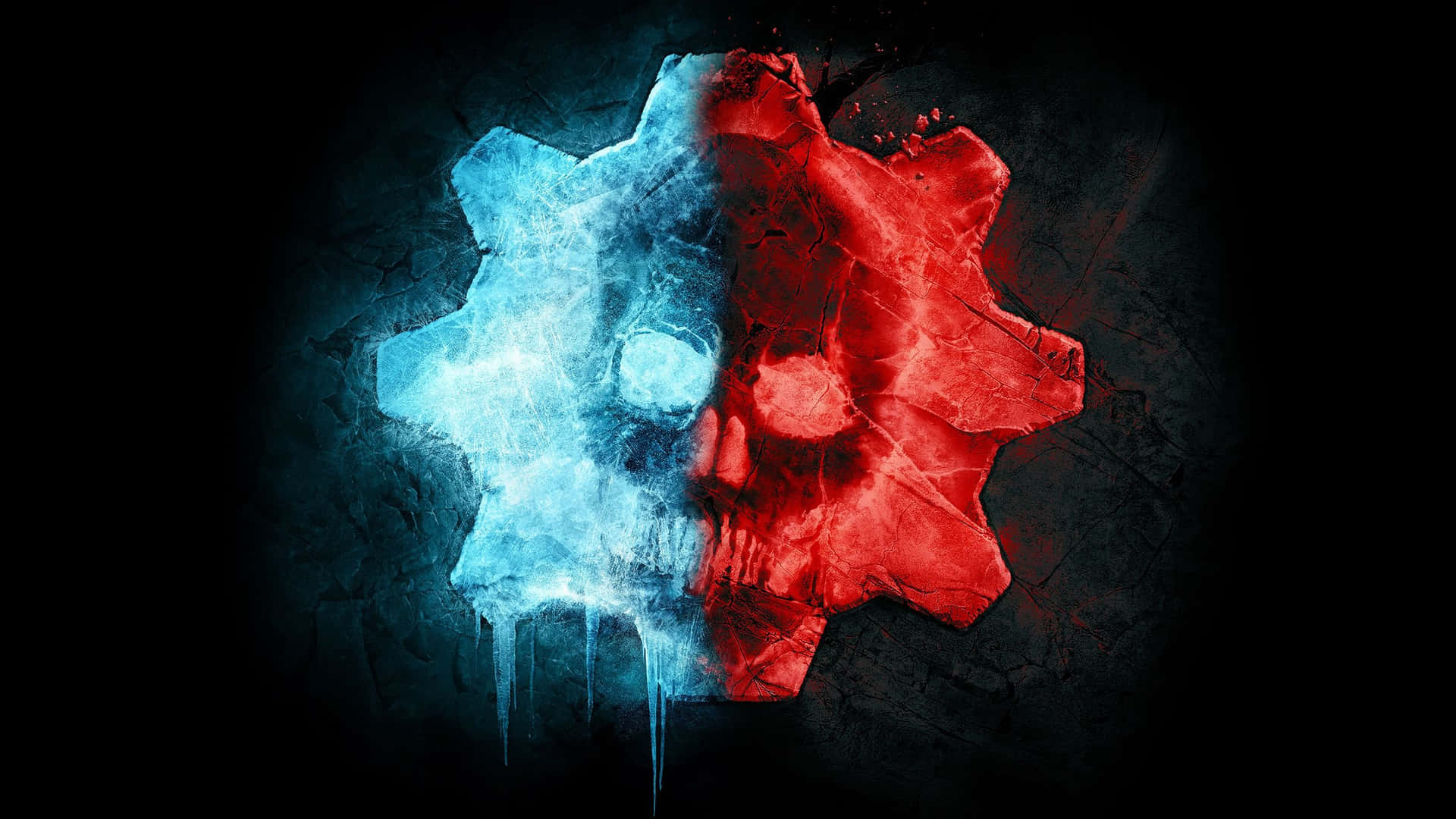 Gears Of War 5 Red And Blue Logo Background