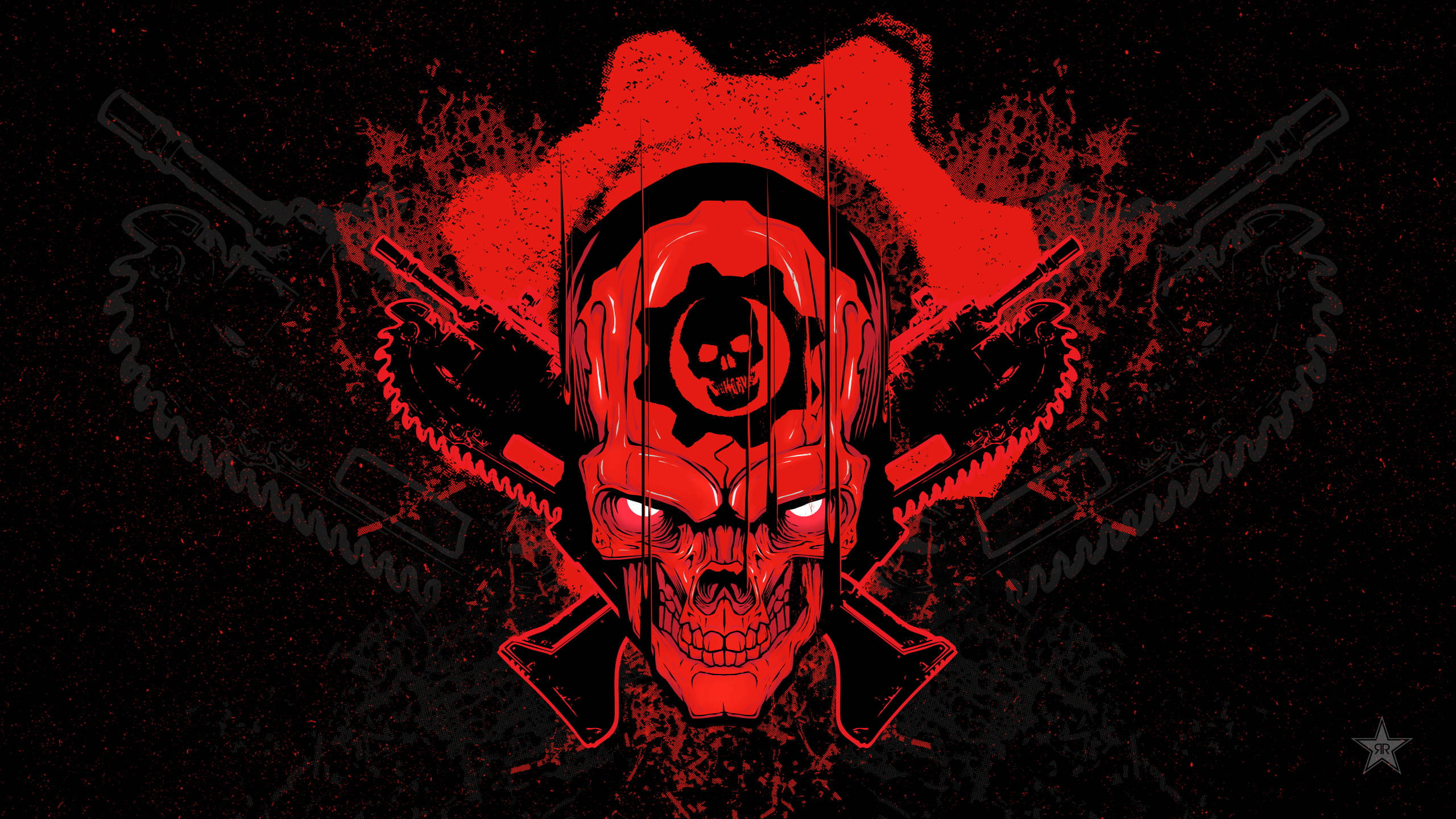 Gears Of War Black And Red Gaming Background